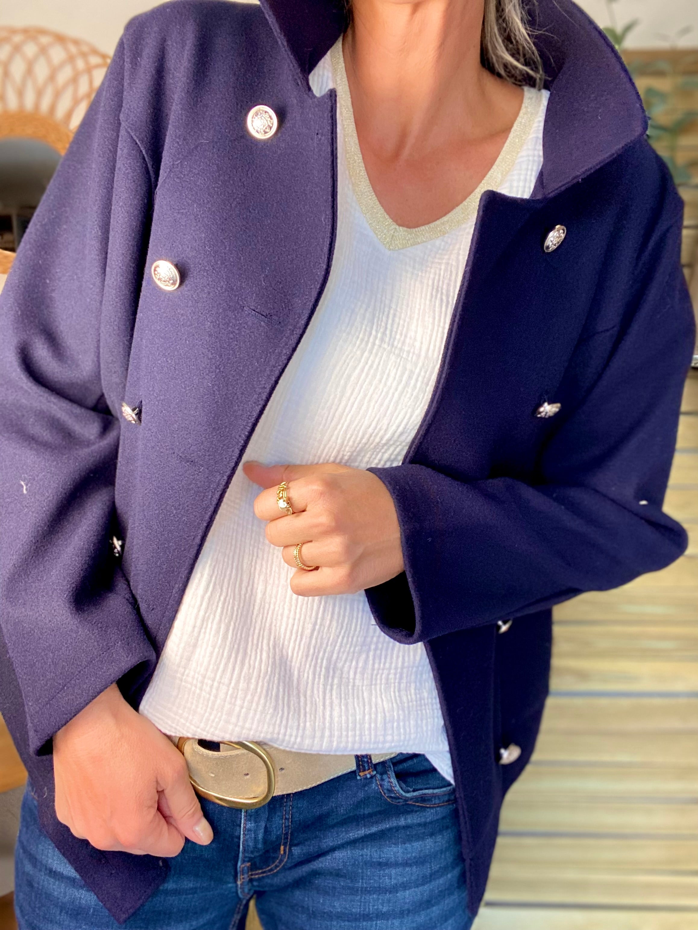 ⚠️ PRÉCOMMANDE (Expédition à partir du 01/10) - Veste caban légère JACK - Bleu marine