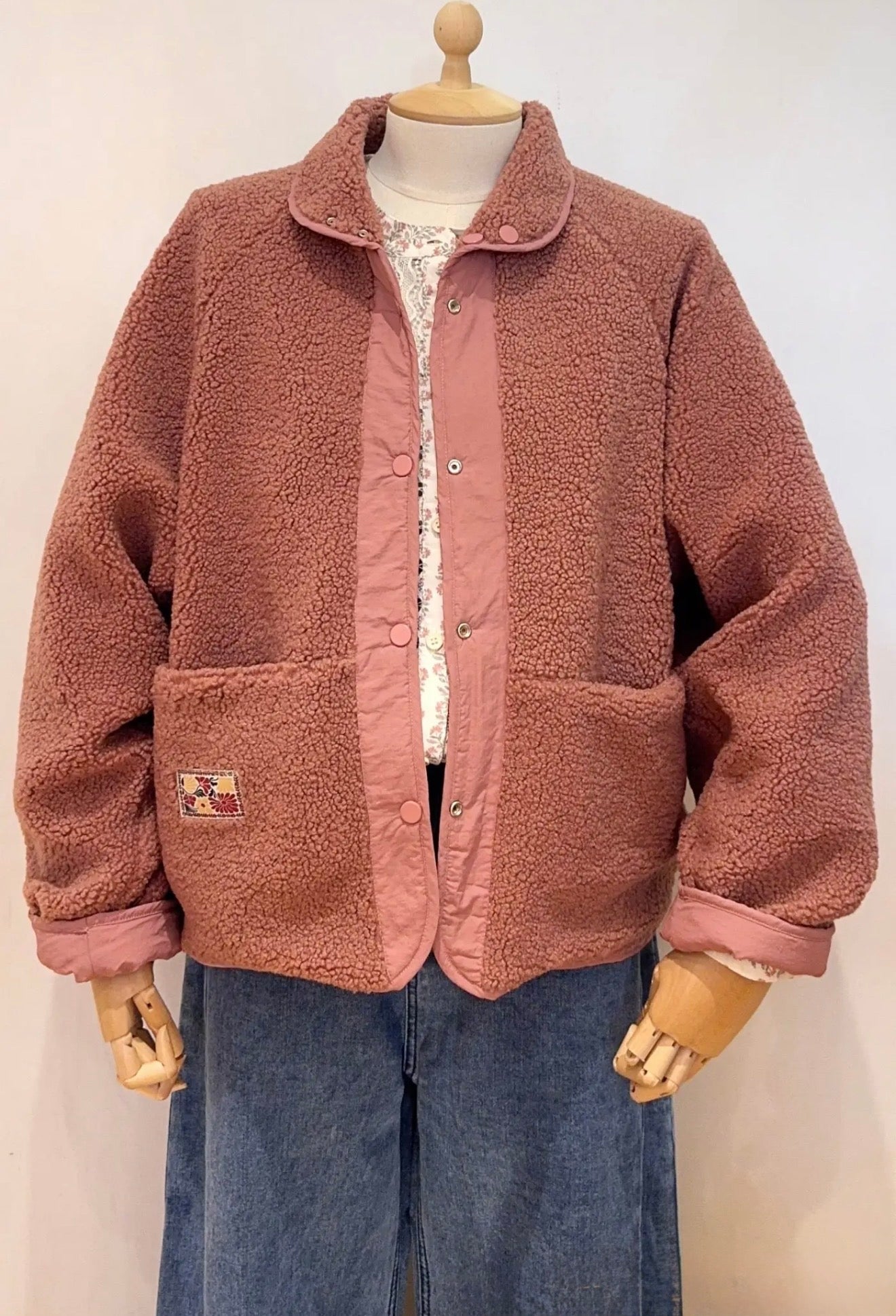Veste matelassée réversible Sherpa AMÉLIE Vieux rose