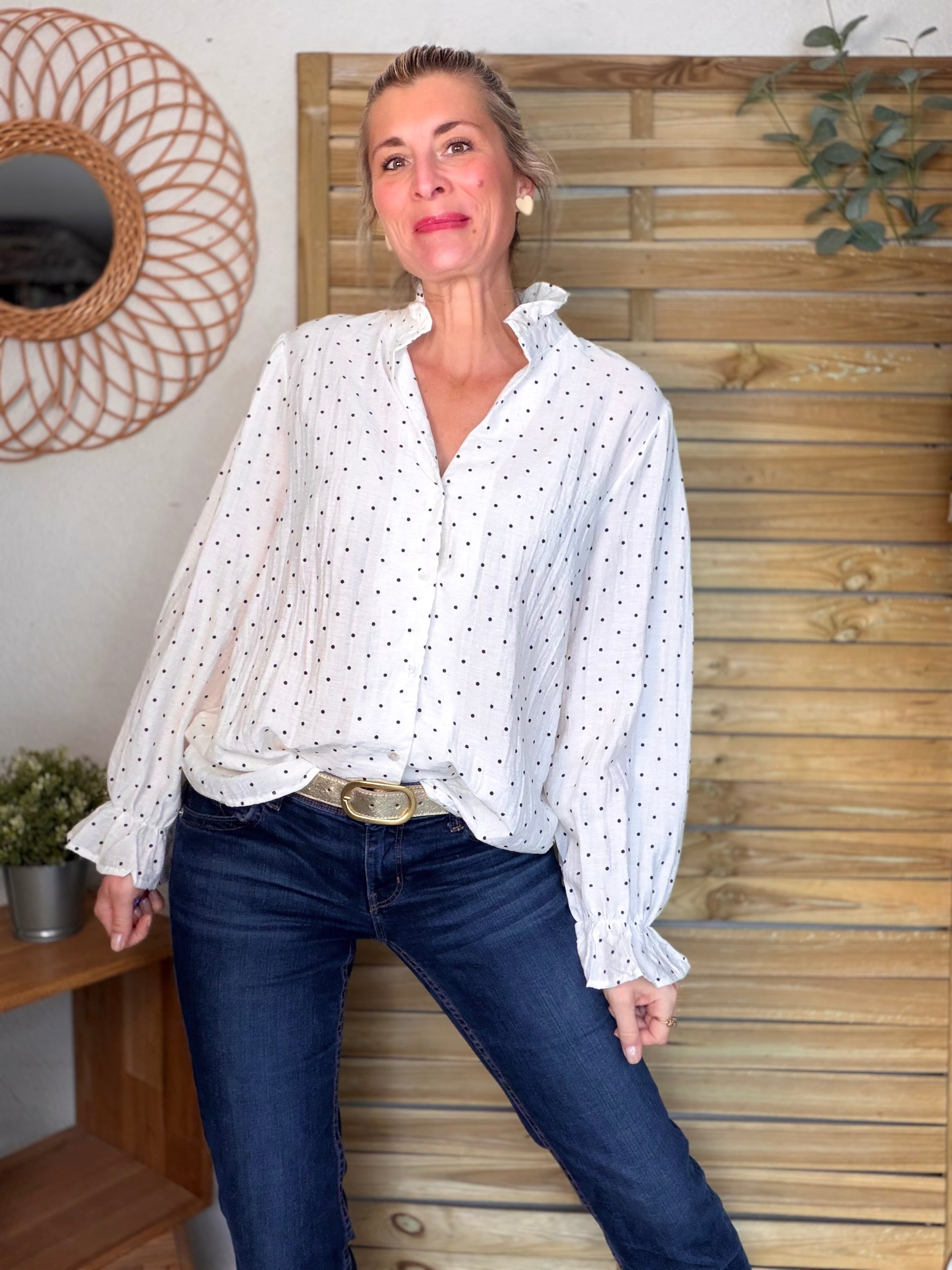 ⚡️ARRIVAGE - Blouse écrue à pois MAËLYS