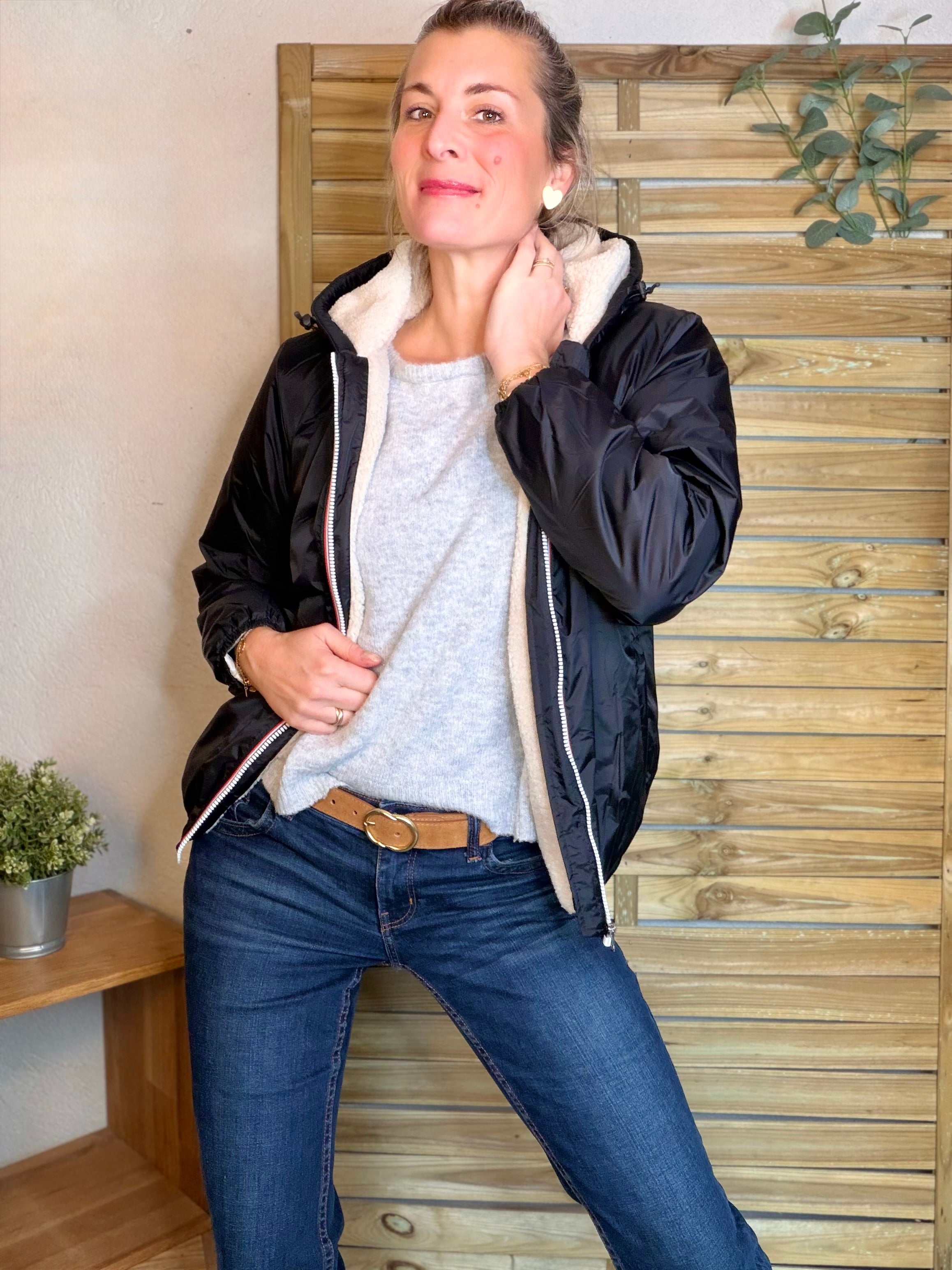 Parka Imperméable LOUISE COURT sherpa - Noir - LAURA JO