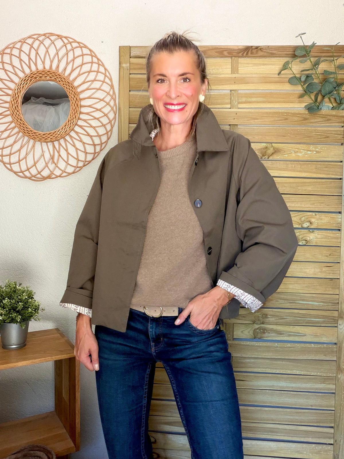 Veste Trench avec Liberty - MADELEINE Kaki