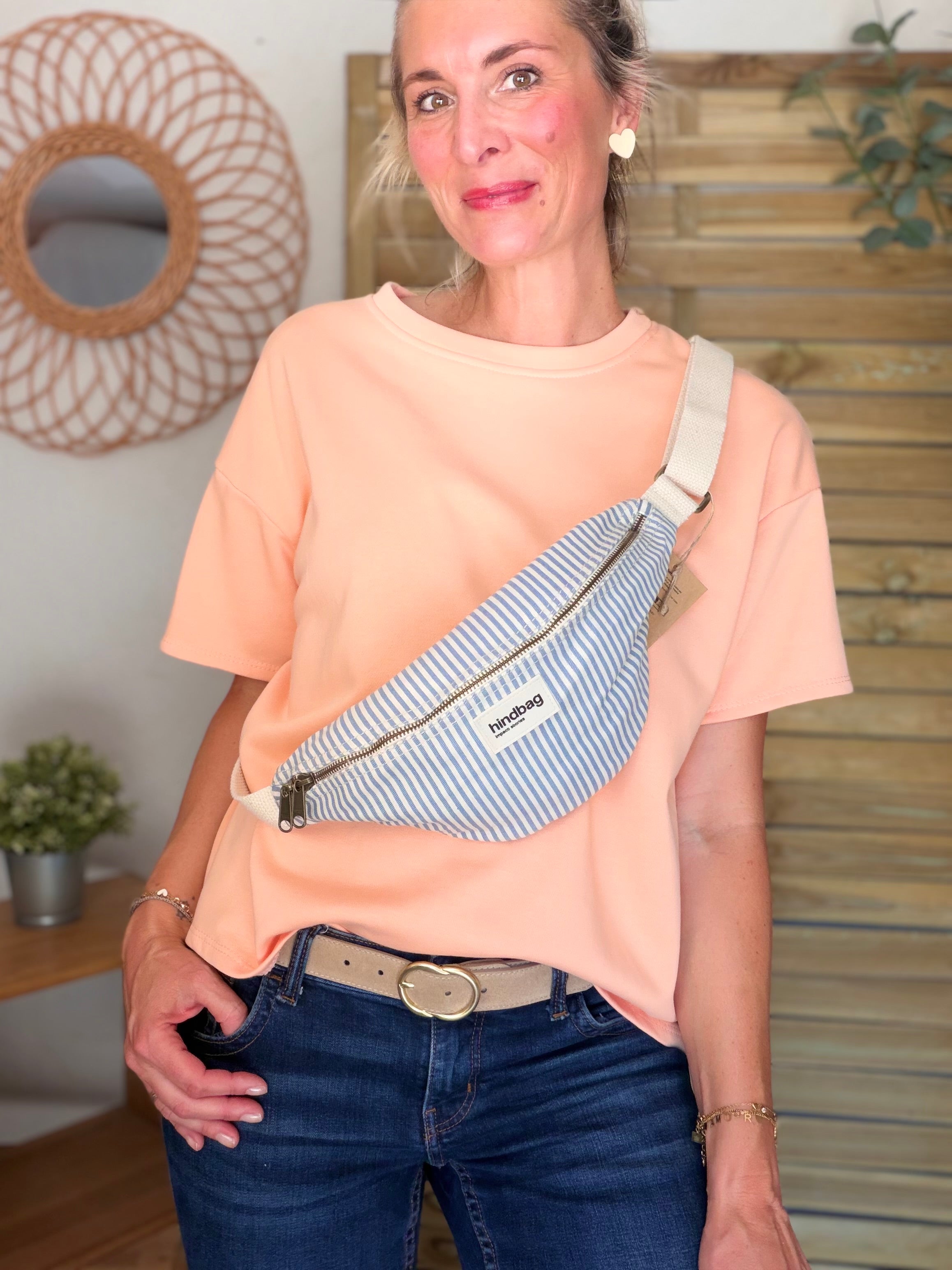 HINDBAG OLIVIA - Sac banane Rayures bleues