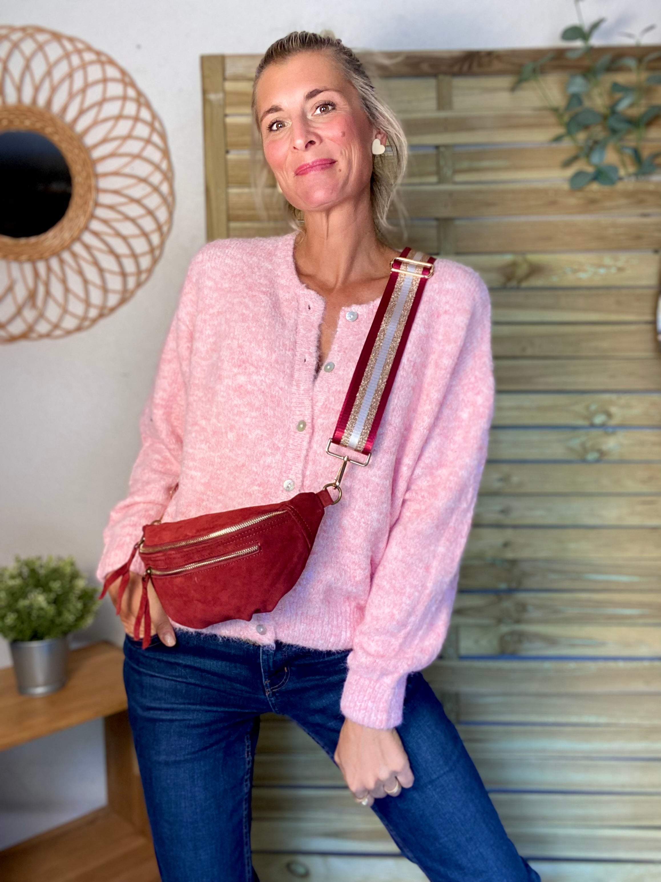 Gilet en maille MERYL - Rose chiné