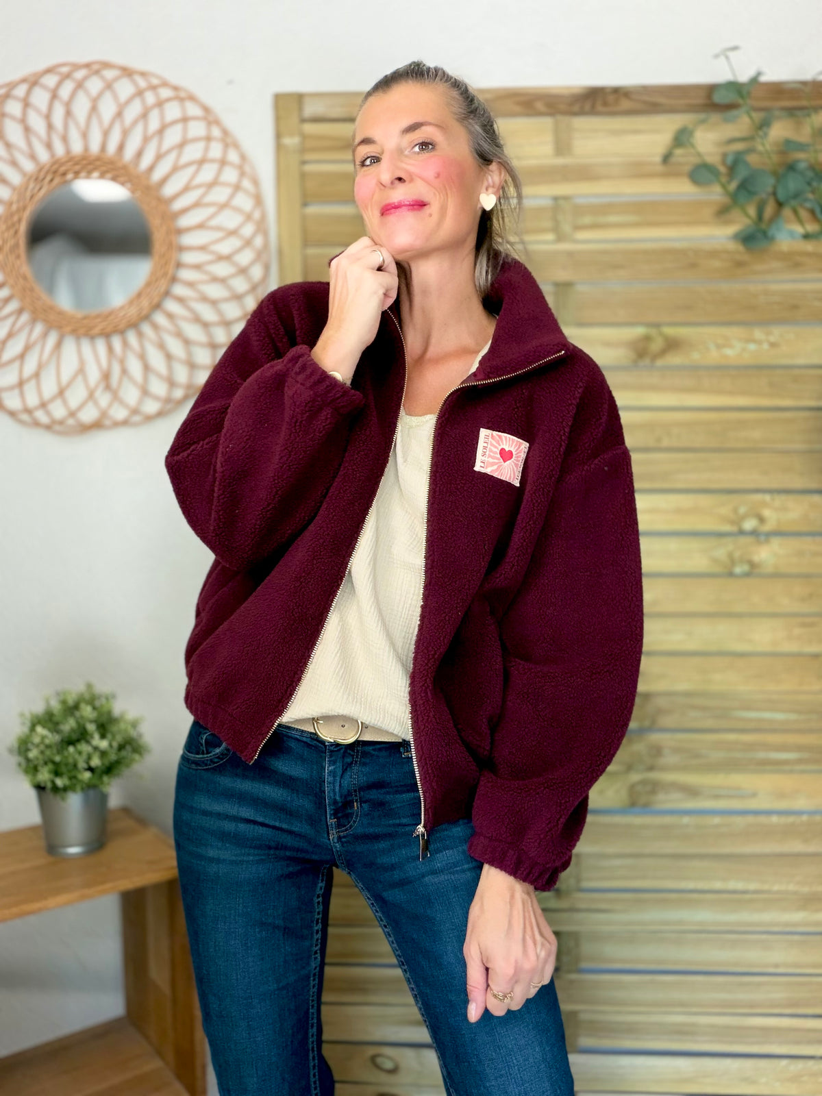⚡️ARRIVAGE • Veste Sherpa zippée « Soleil » DORO Bordeaux