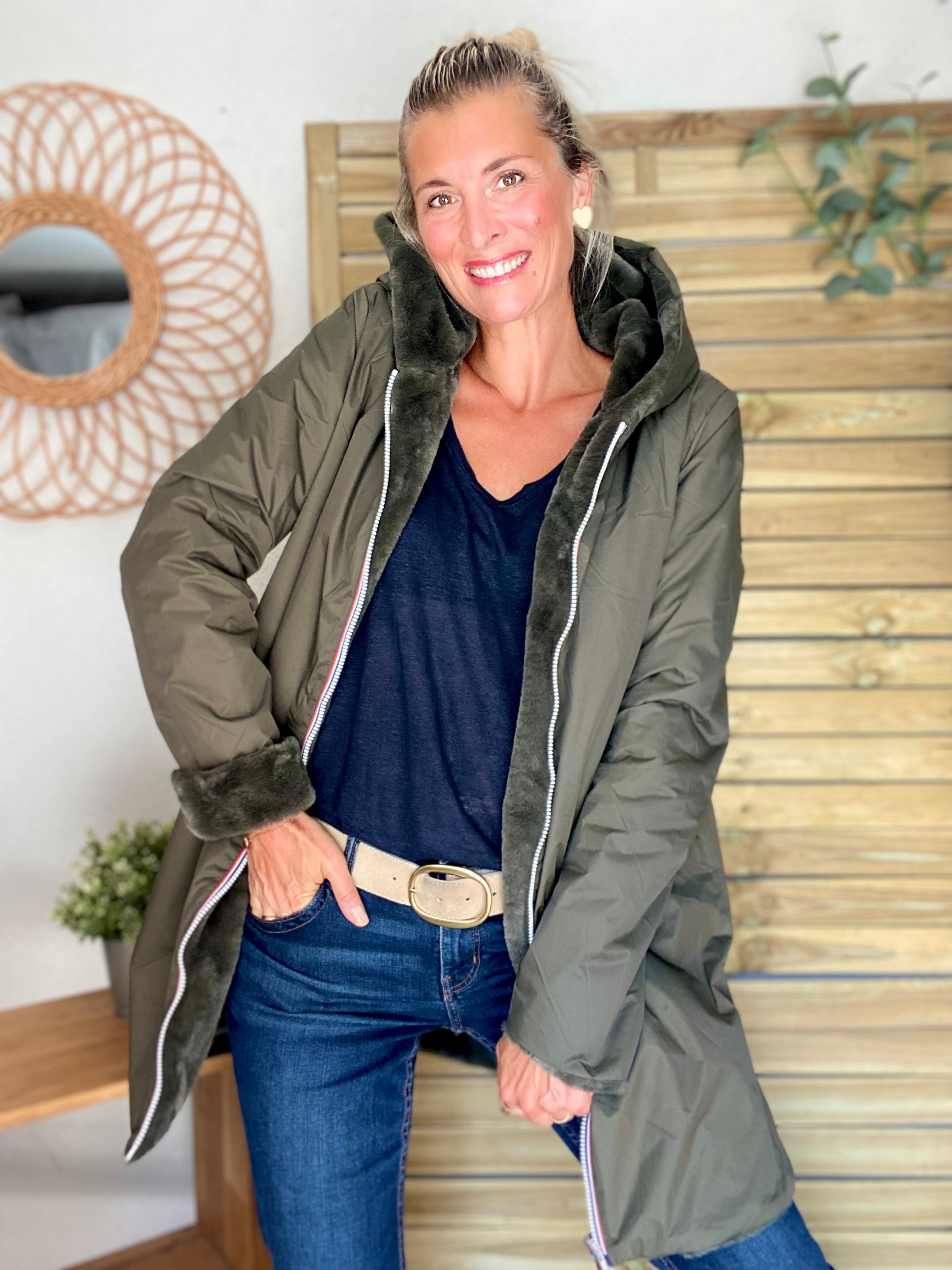 Parka Imperméable réversible fourrée Kaki / Kaki ALIX - LAURA JO