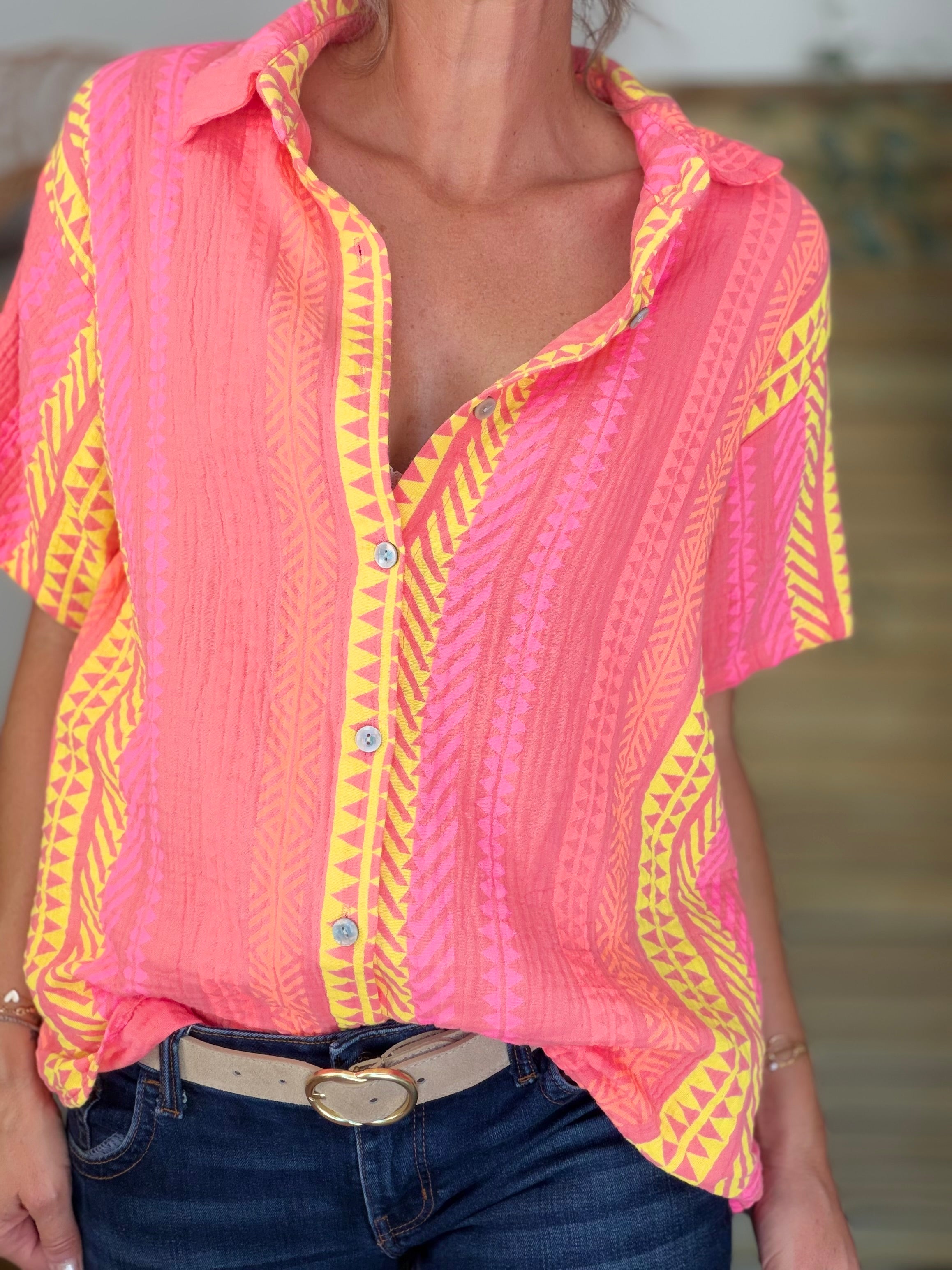 Chemise rayée en gaze de coton ROSIBEL