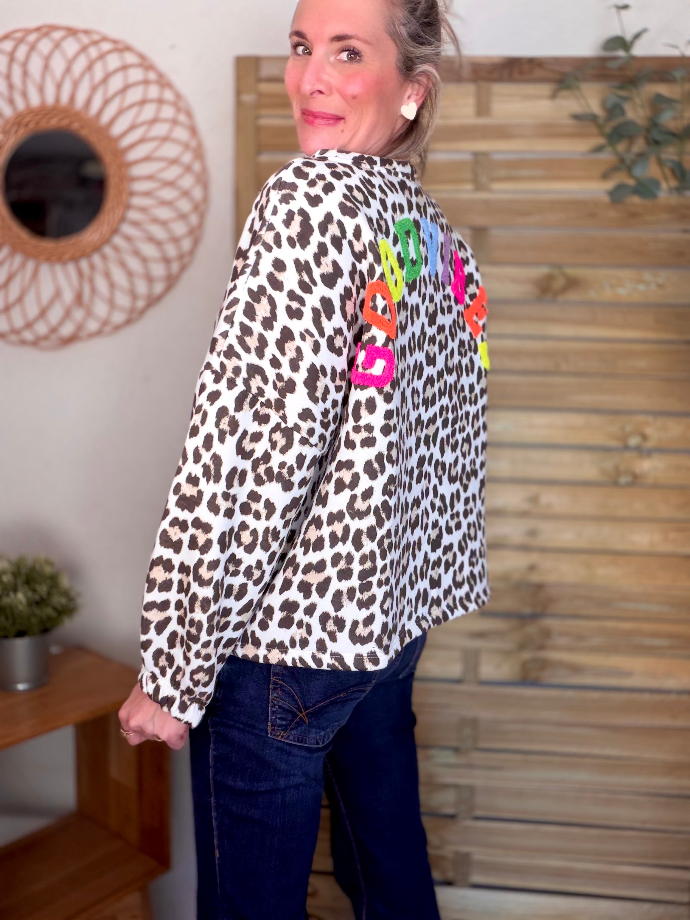 Sweat molleton oversized Léo camel GOOD VIBES - MIKA