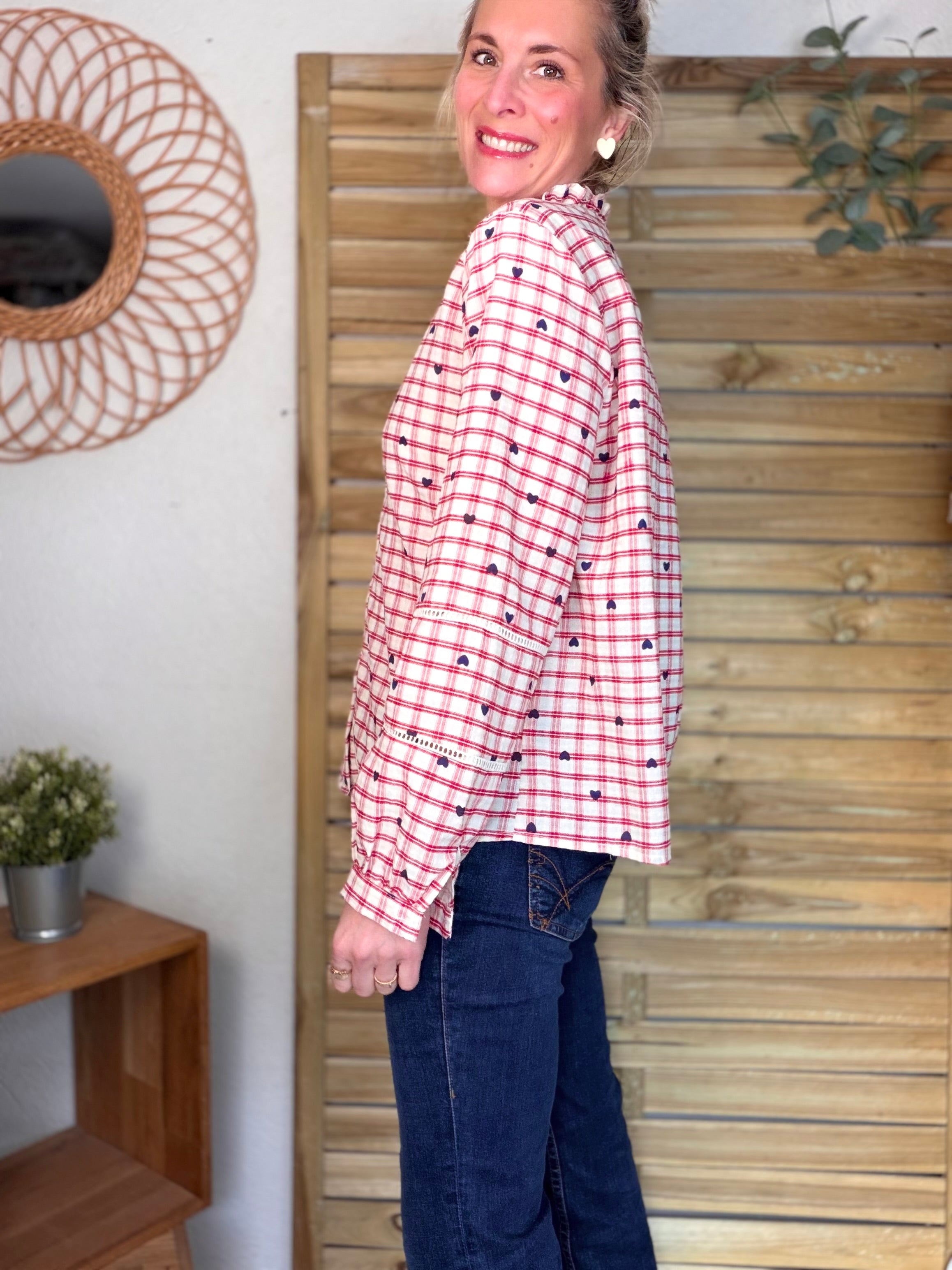 ⚡️ARRIVAGE - Blouse à carreaux et cœurs 💙 LYA rouge