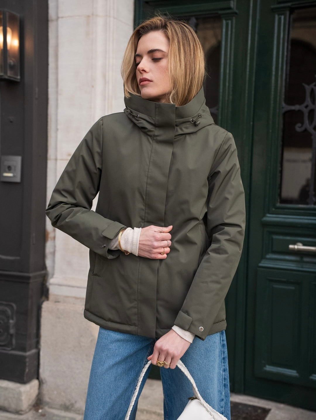 LAURA JO - Parka fourrée imperméable AMBRE MI-LONG - Kaki / Beige