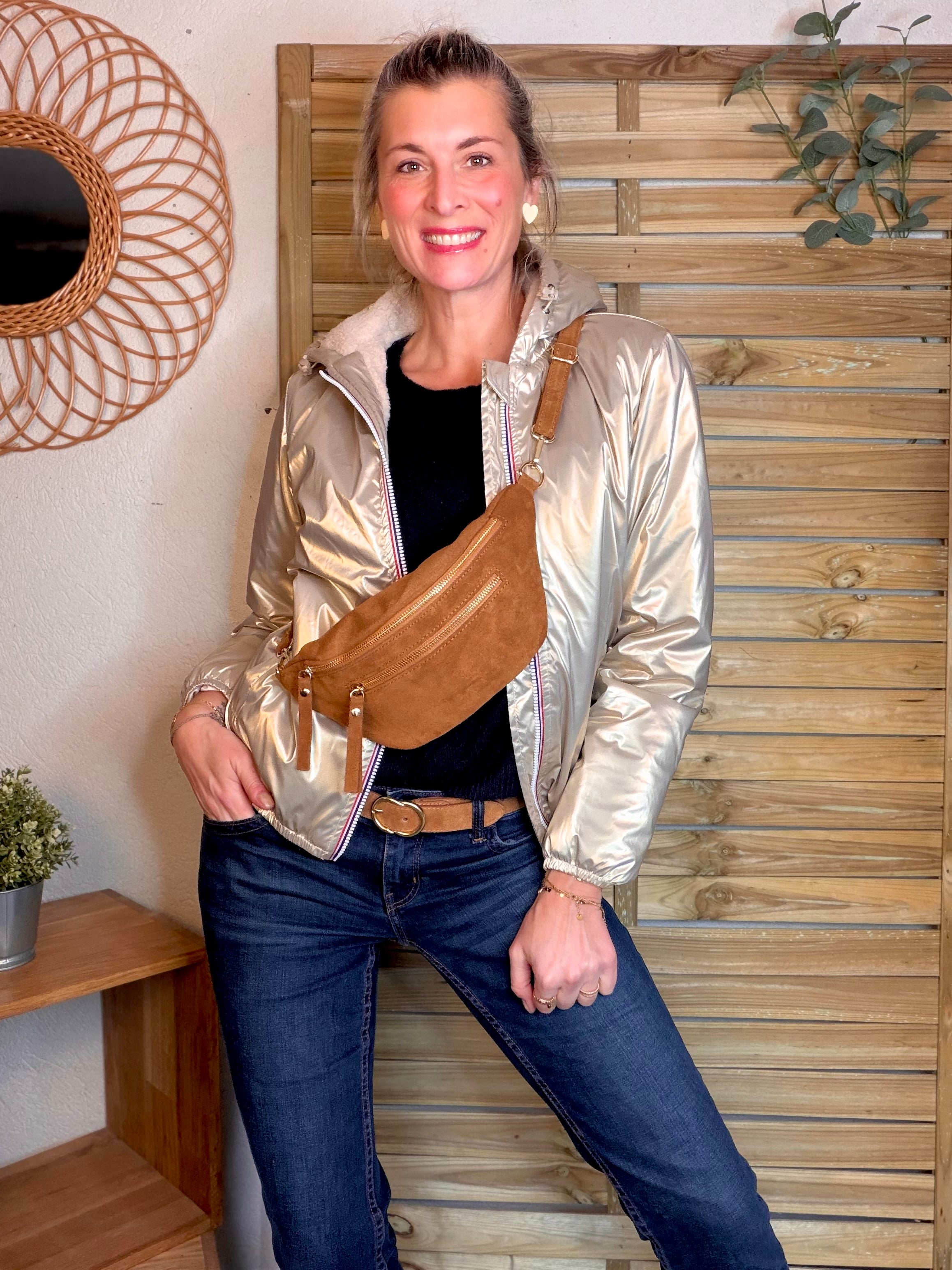 Parka Imperméable LOUISE COURT sherpa - Doré - LAURA JO (DÉSTOCKAGE sur Taille L)