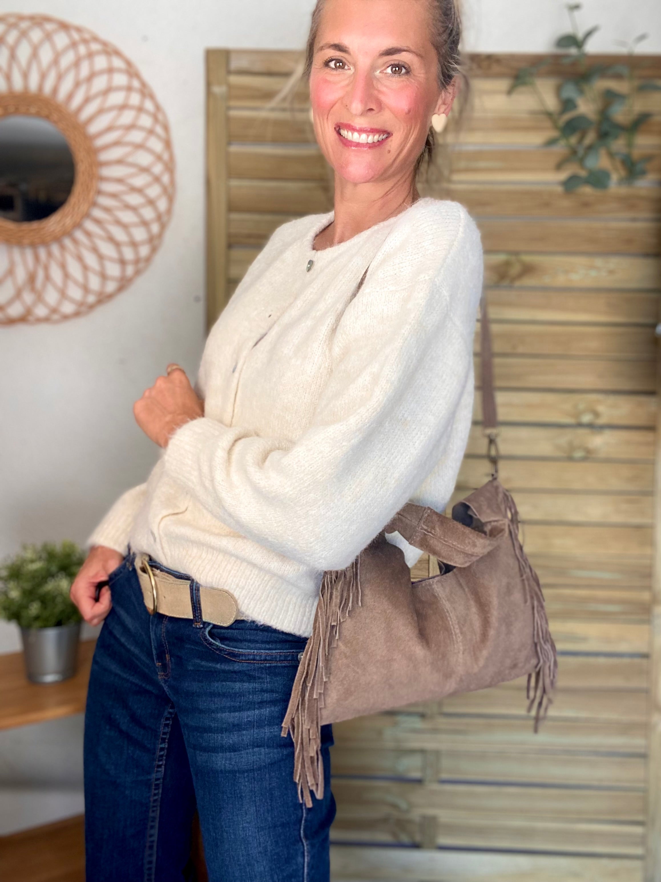 Gilet en maille SYDNEY - Crème chiné