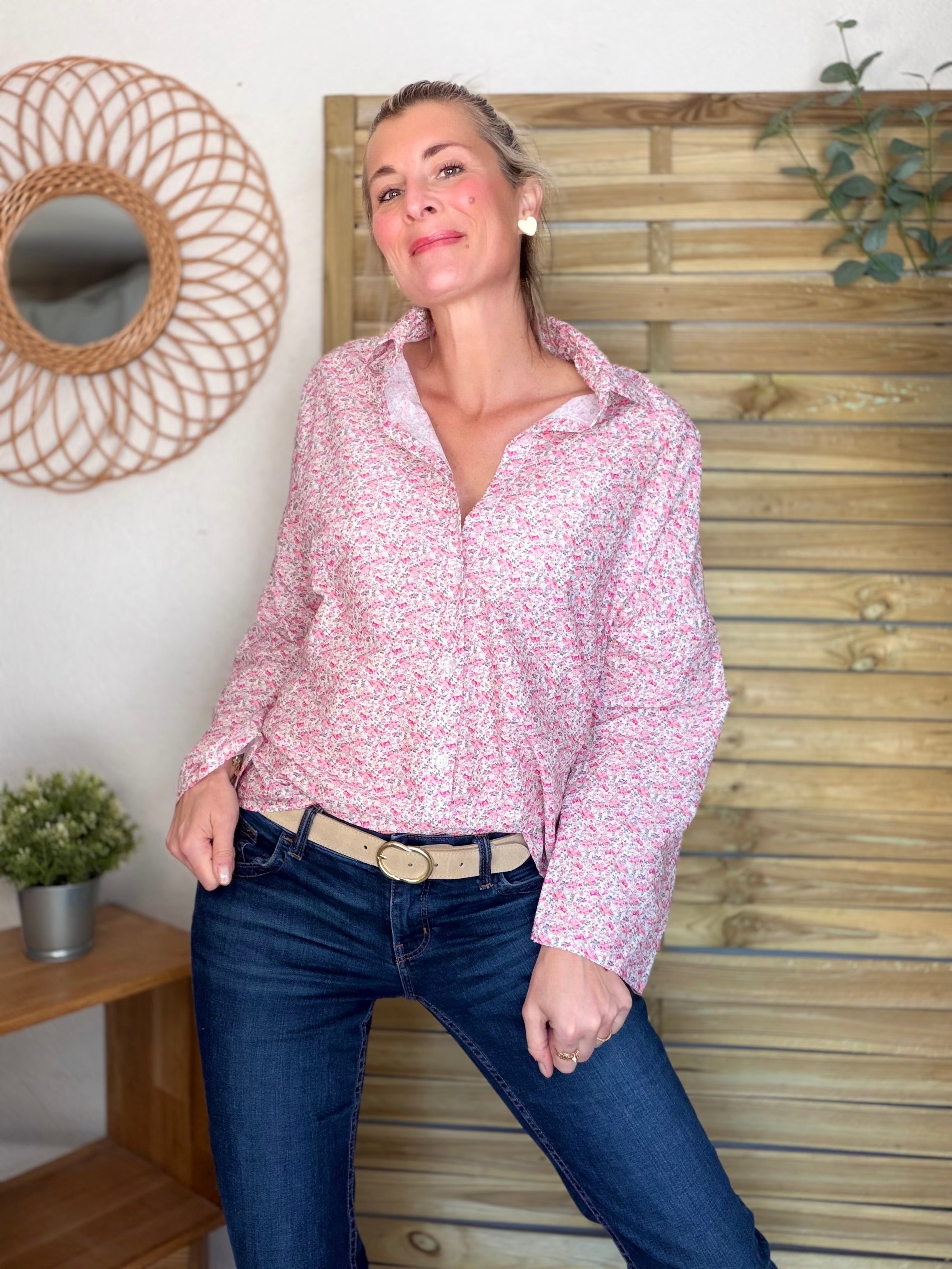 Chemise imprimée Liberty AZÉLIE Rose