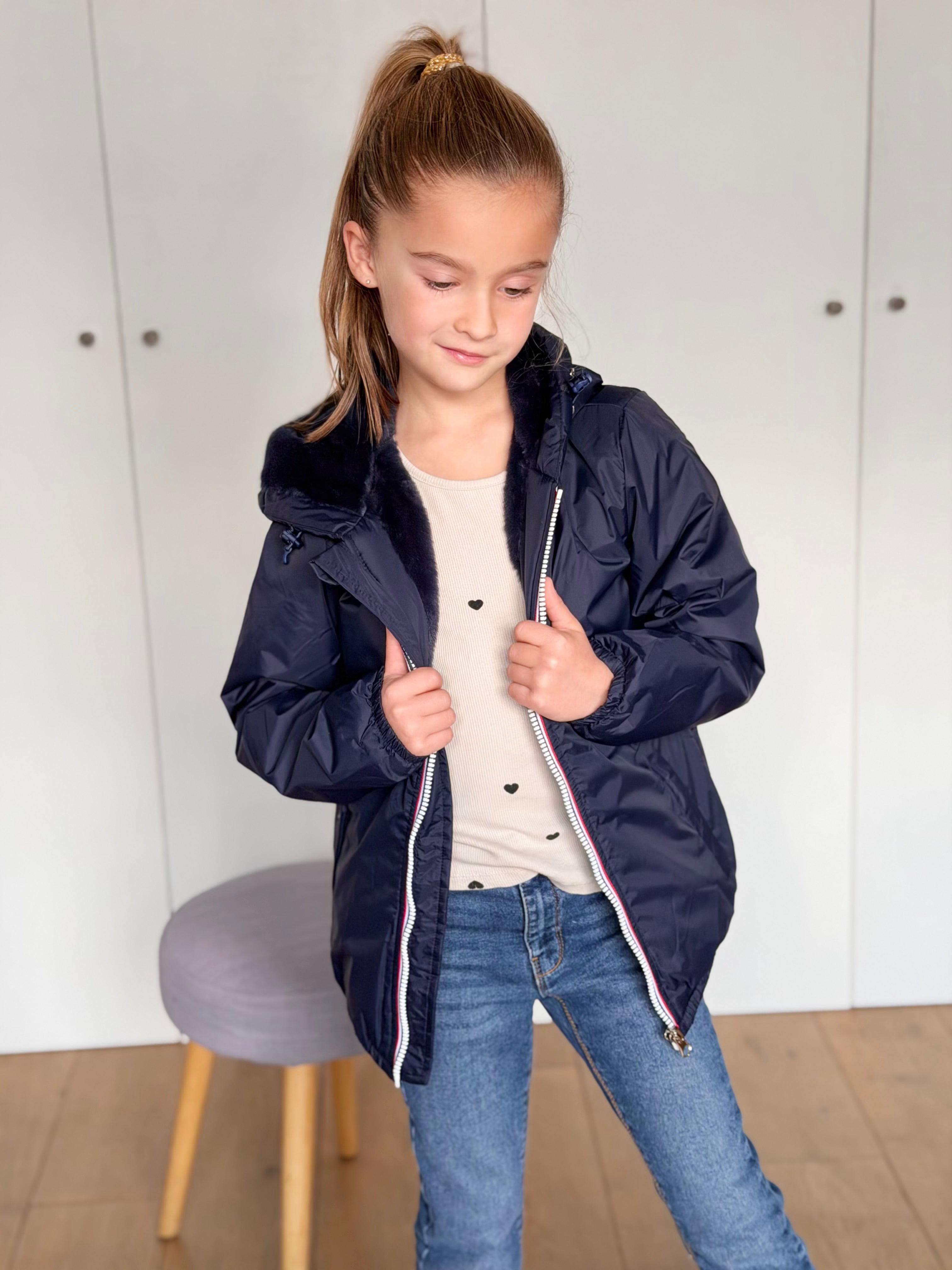 Parka Imperméable mixte LOUIS.E KIDS fourré - Bleu marine - LAURA JO ( DÉSTOCKAGE taille 6 ans)
