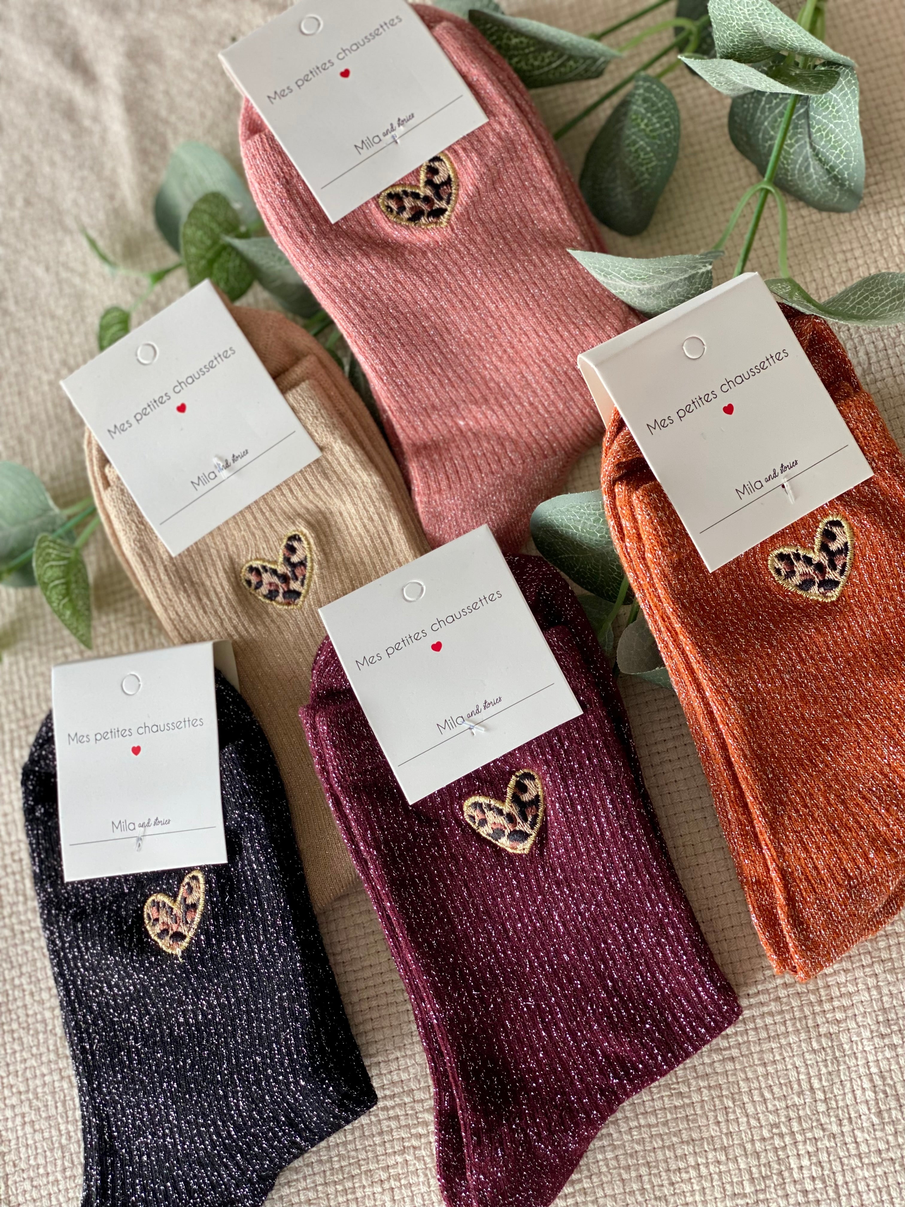 Chaussettes scintillantes glitter ZORA - Coeur Léo 🐆