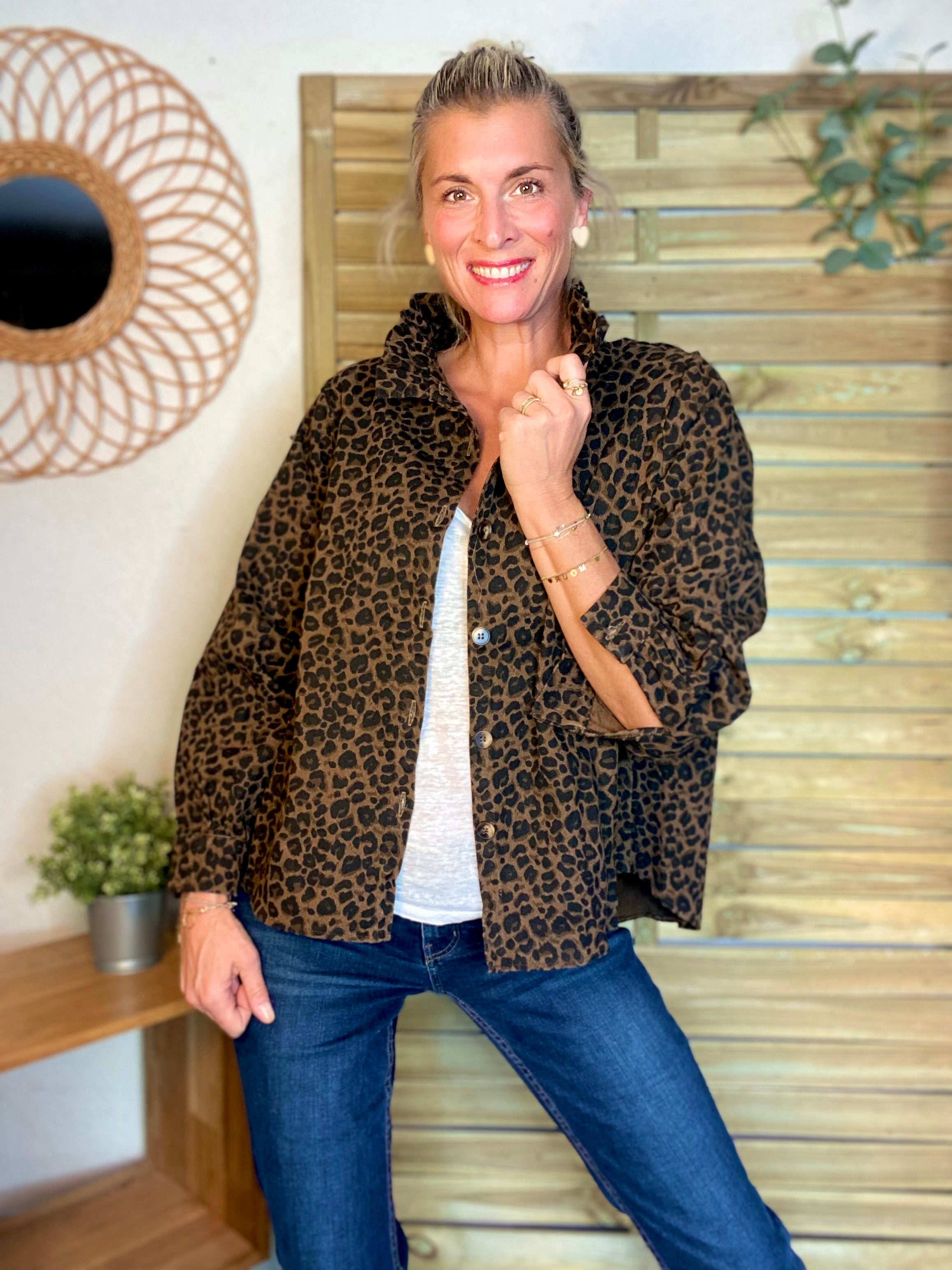 Veste / Chemise en coton, col victorien volanté LISA - Léo 🐆