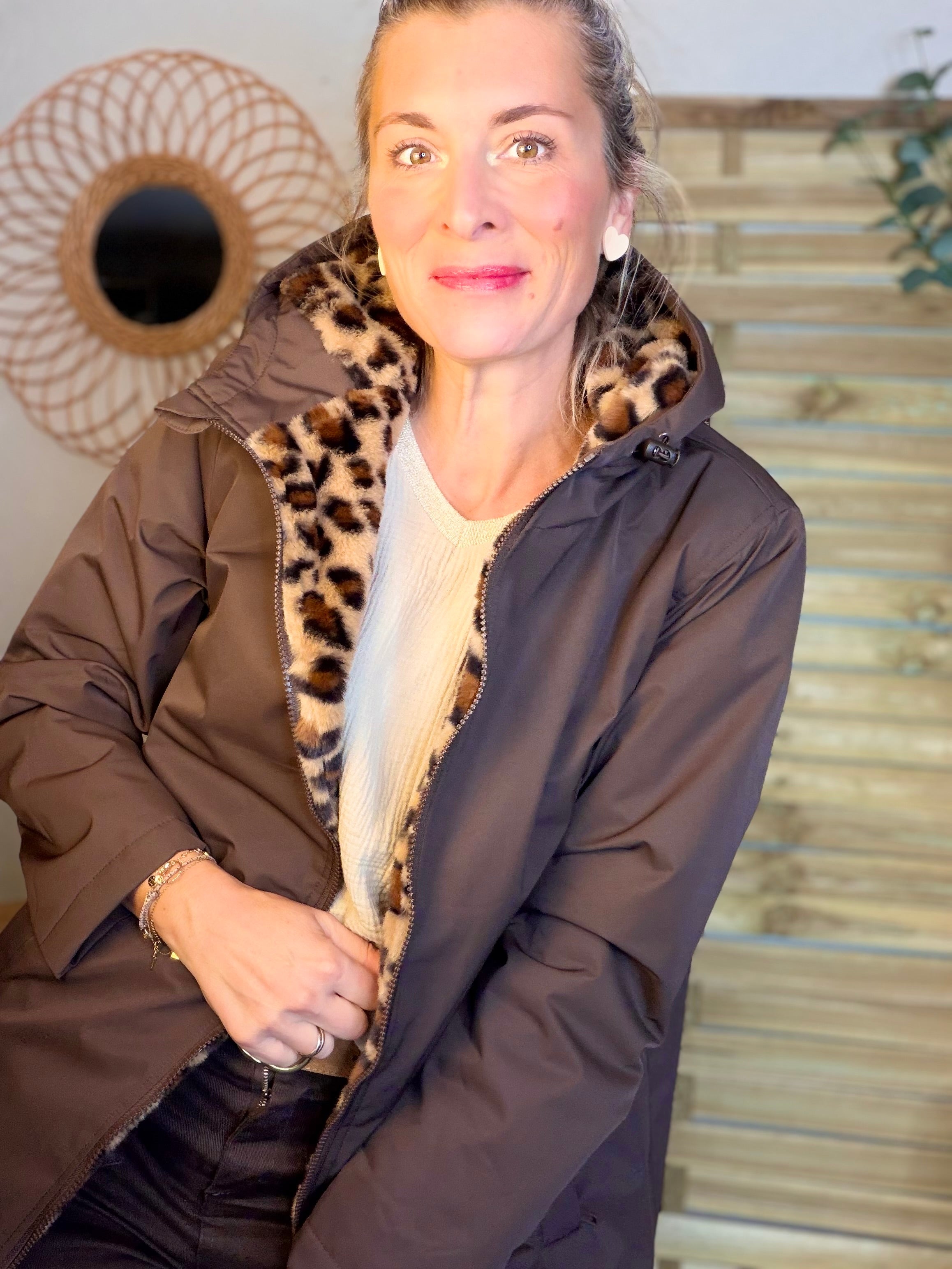 Parka déperlante fourrée Léo ALBANE -  Chocolat