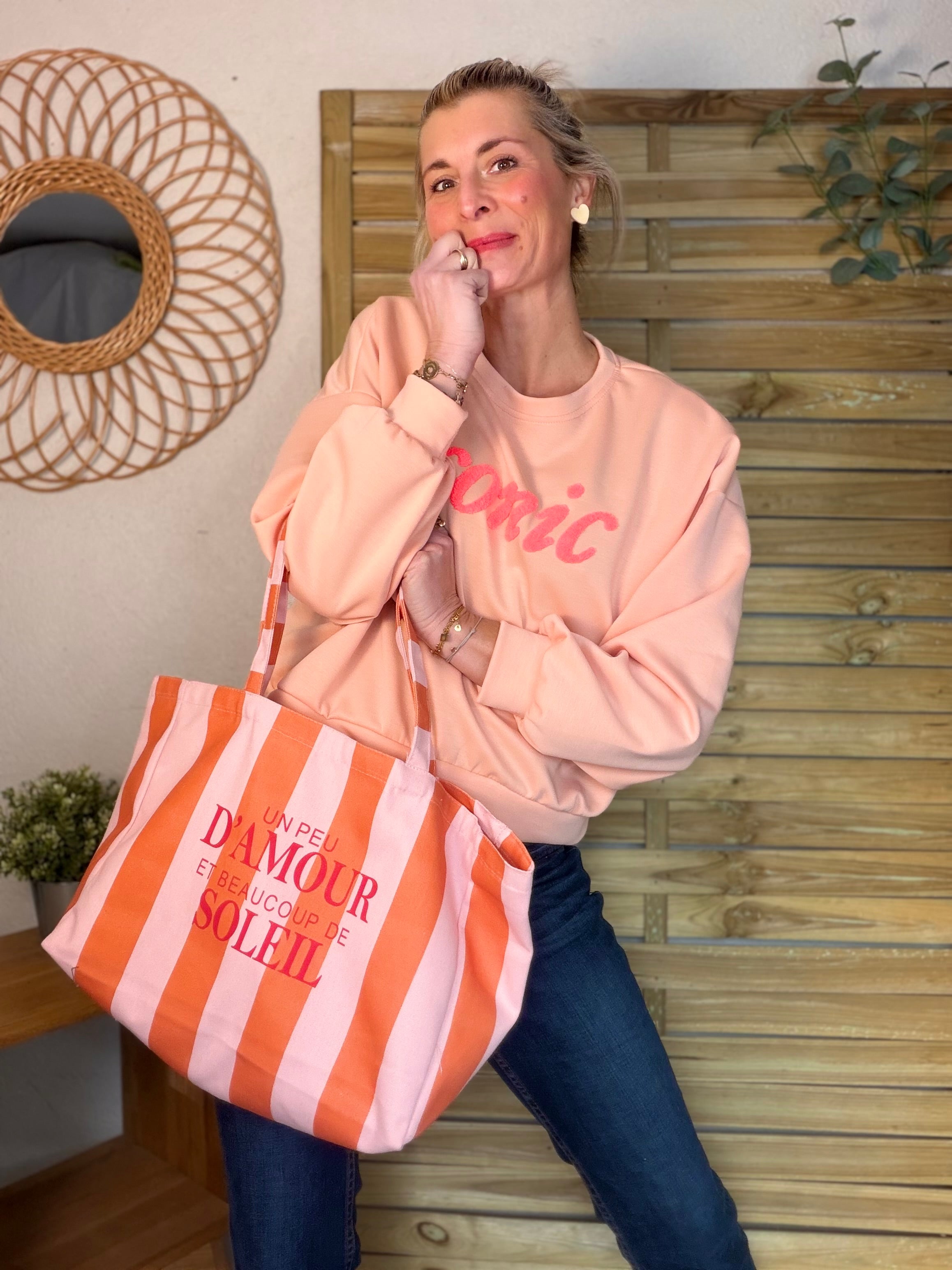 Grand cabas Tote bag un peu d’amour et beaucoup de soleil ELSY