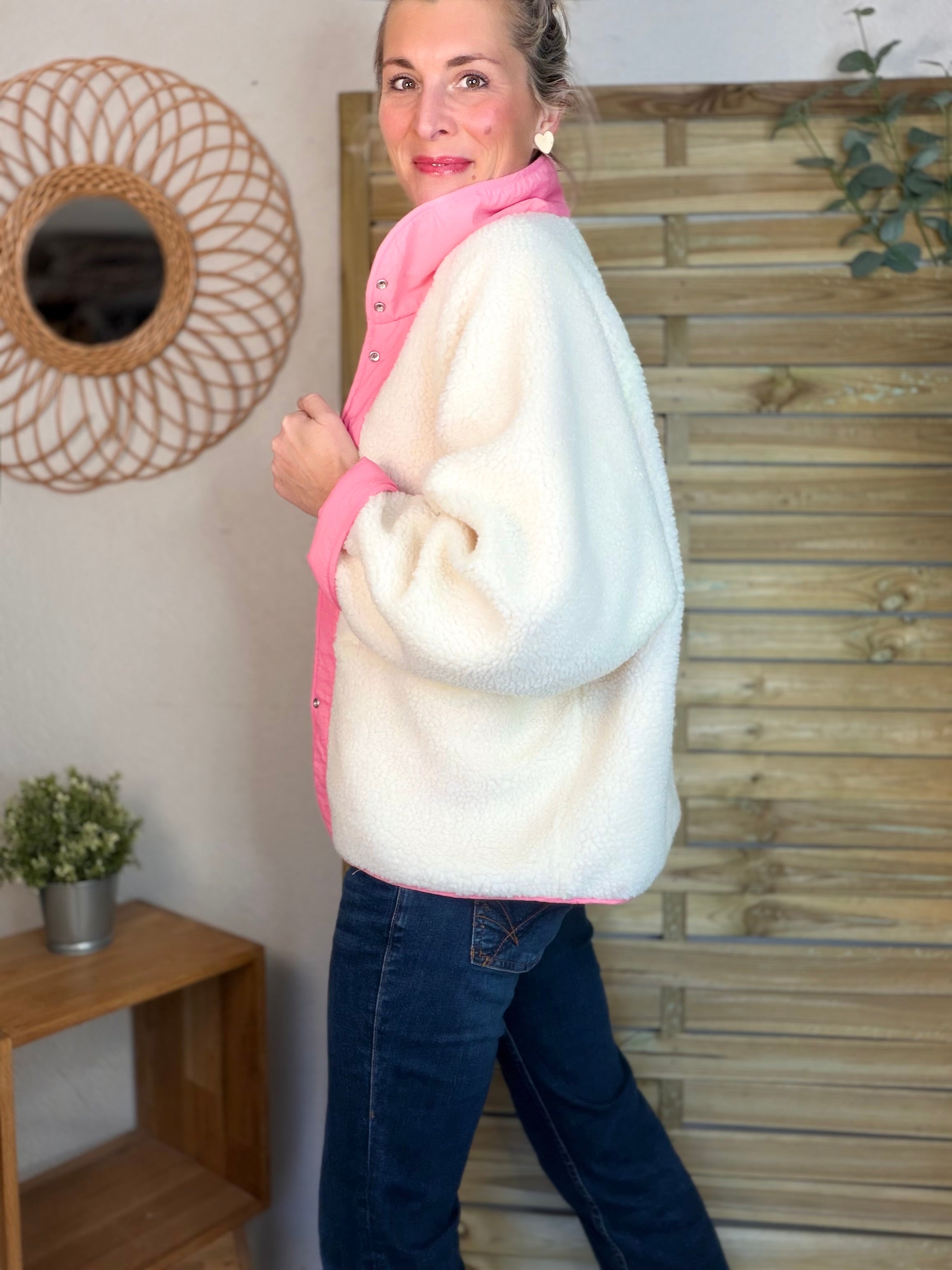 Veste matelassée réversible Sherpa AMÉLIE Rose