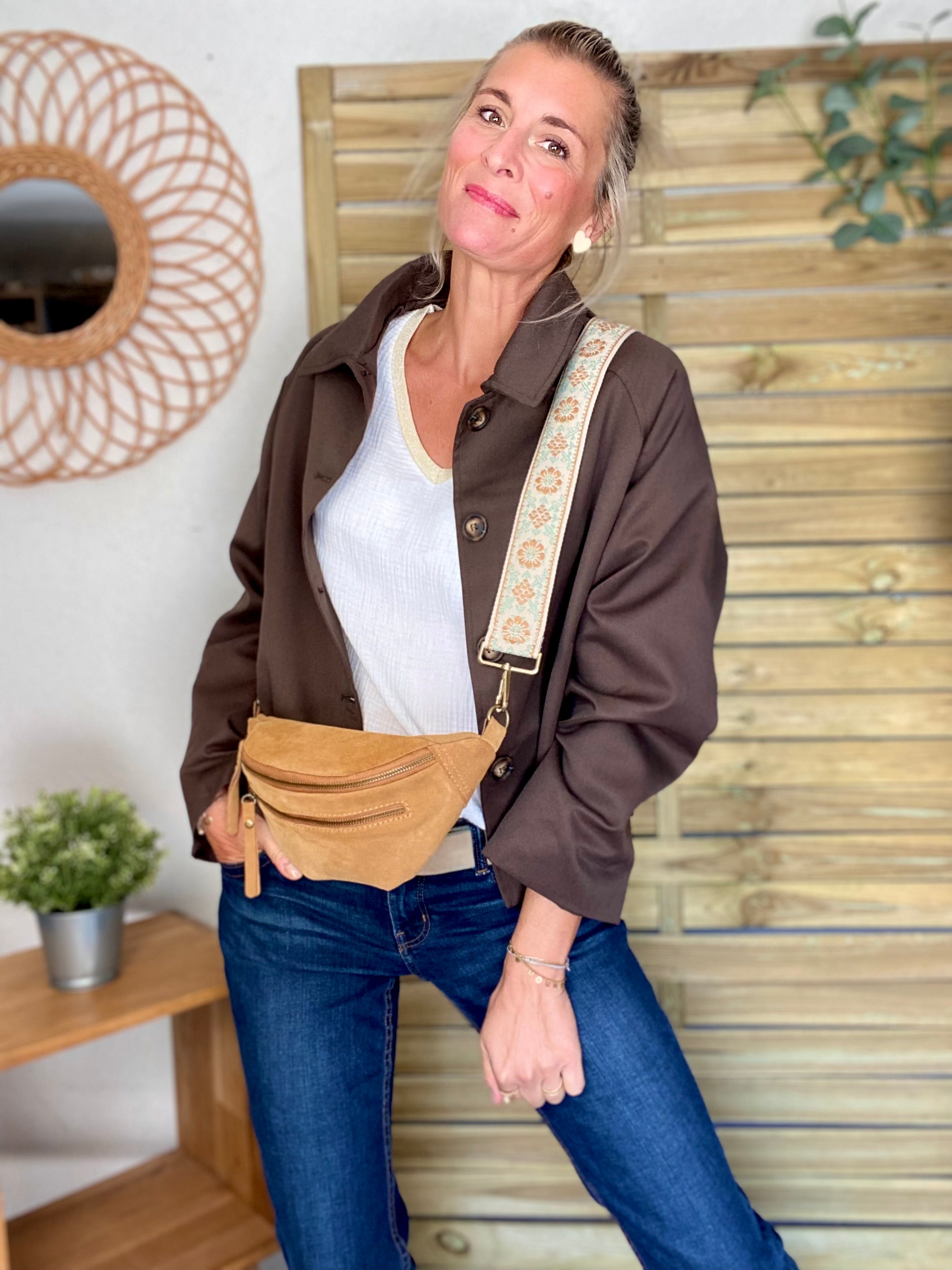 Veste Trench en coton avec vichy - YSEULT court Chocolat