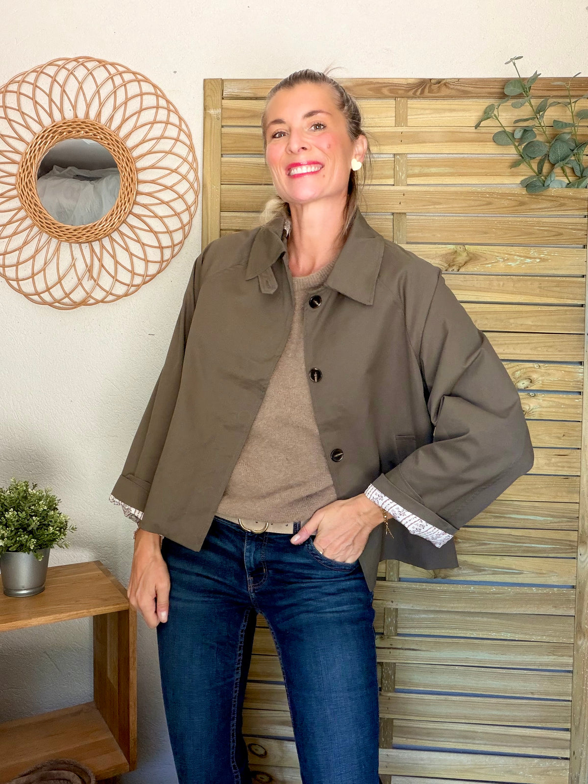 Veste Trench avec Liberty - MADELEINE Kaki