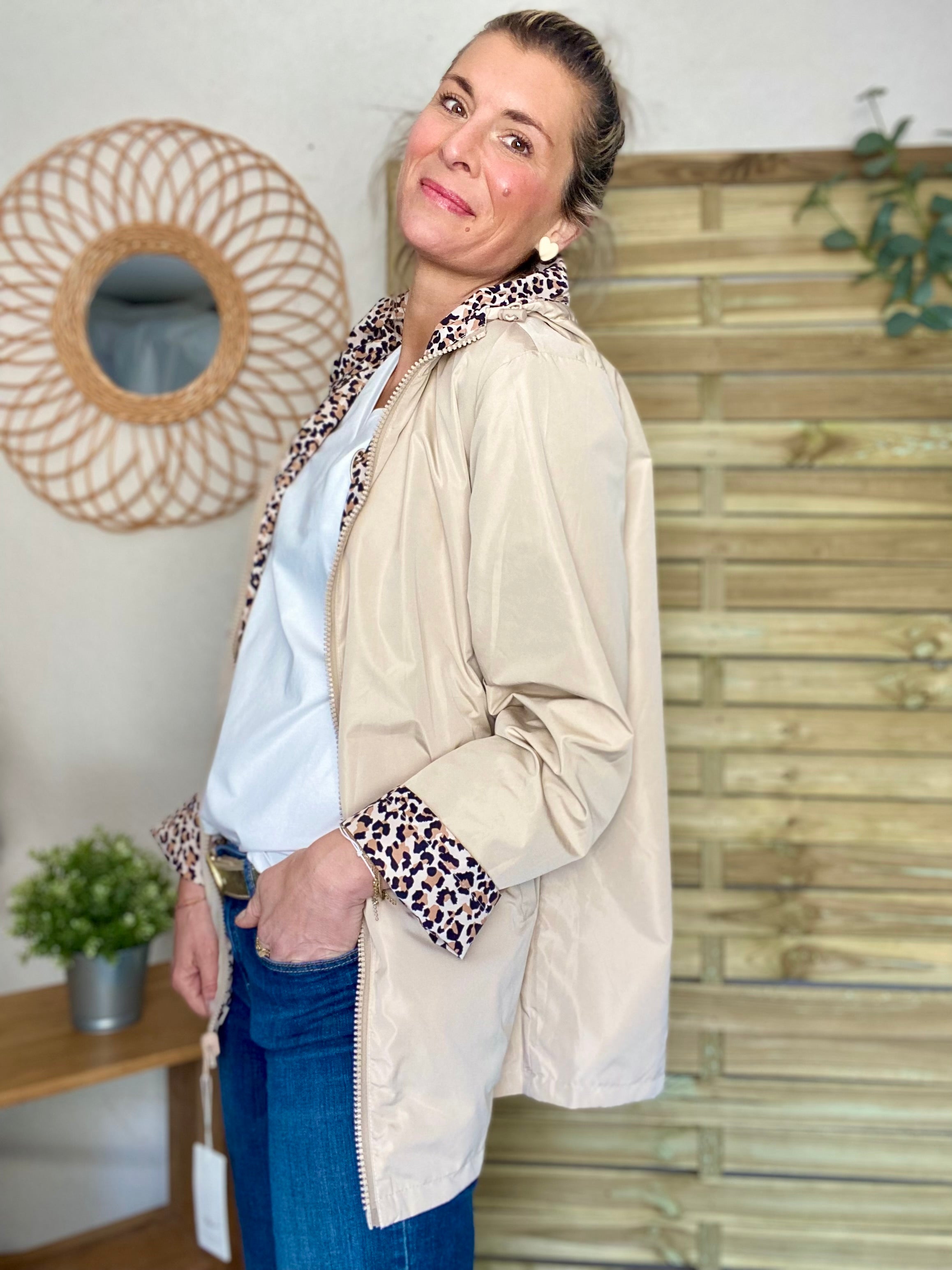 Imperméable réversible mi-long ALICE - Léo 🐆 / Beige