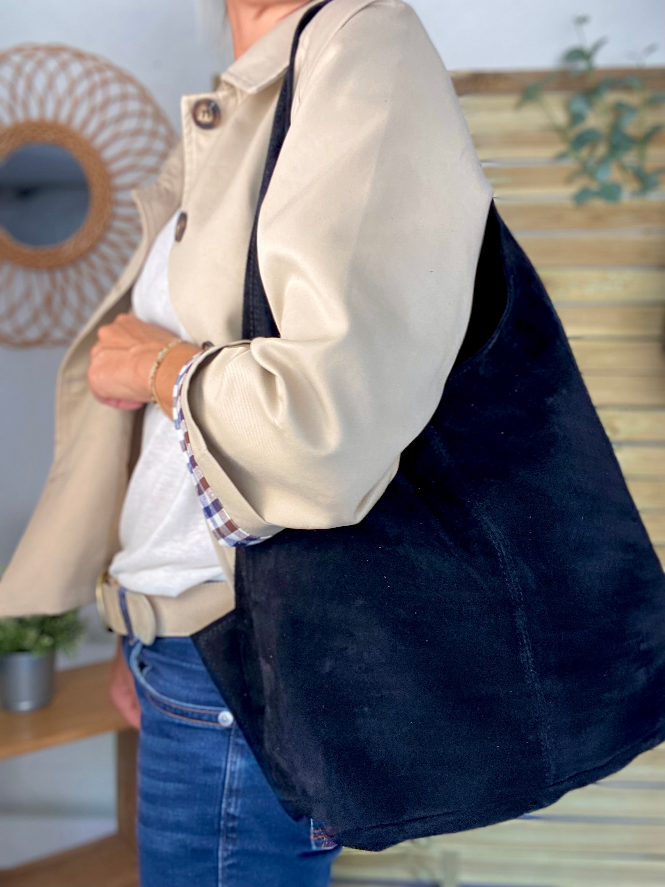 Sac cabas cuir daim MARLON - Noir