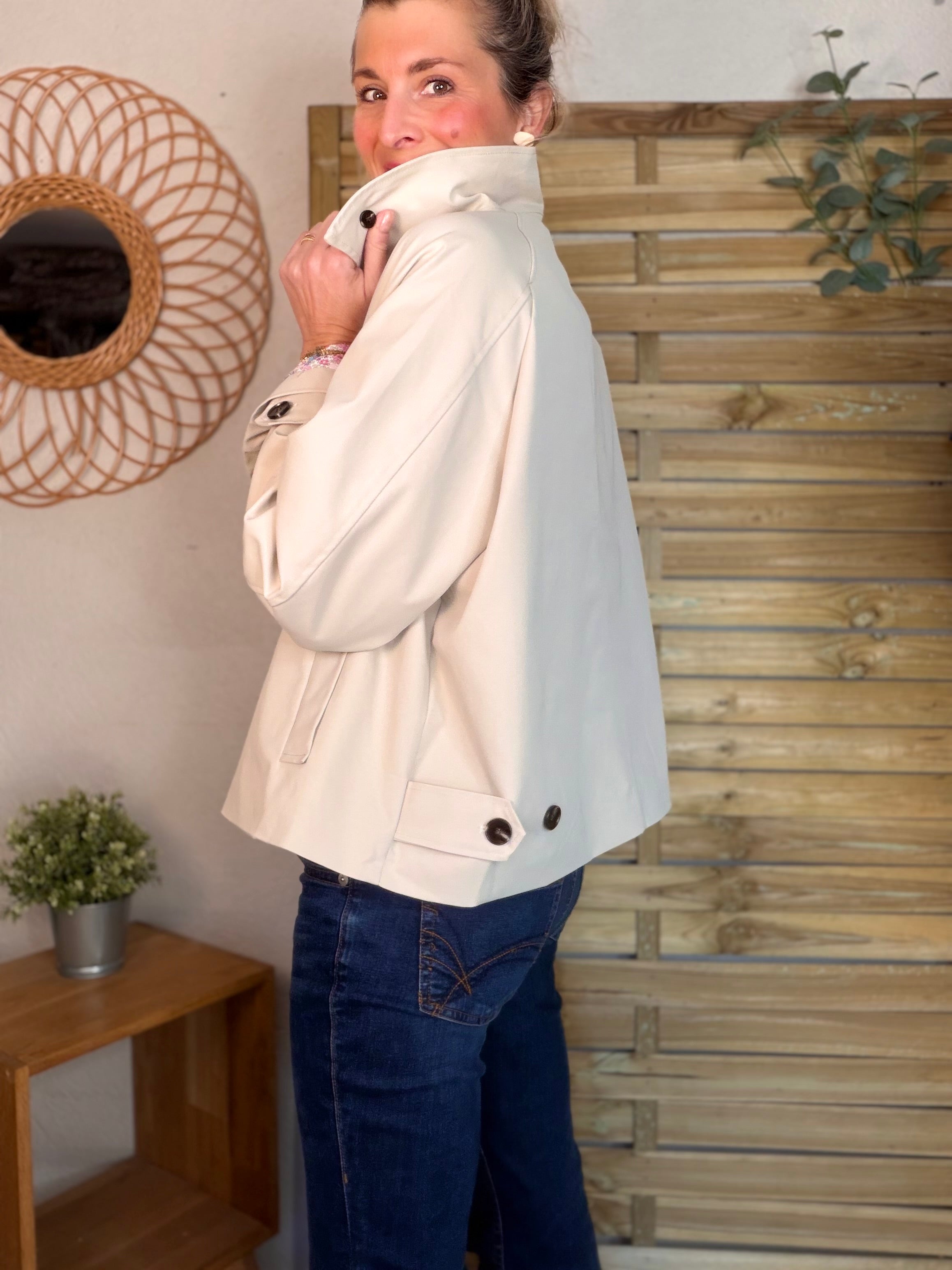 Veste Trench avec Liberty - MADELEINE Beige