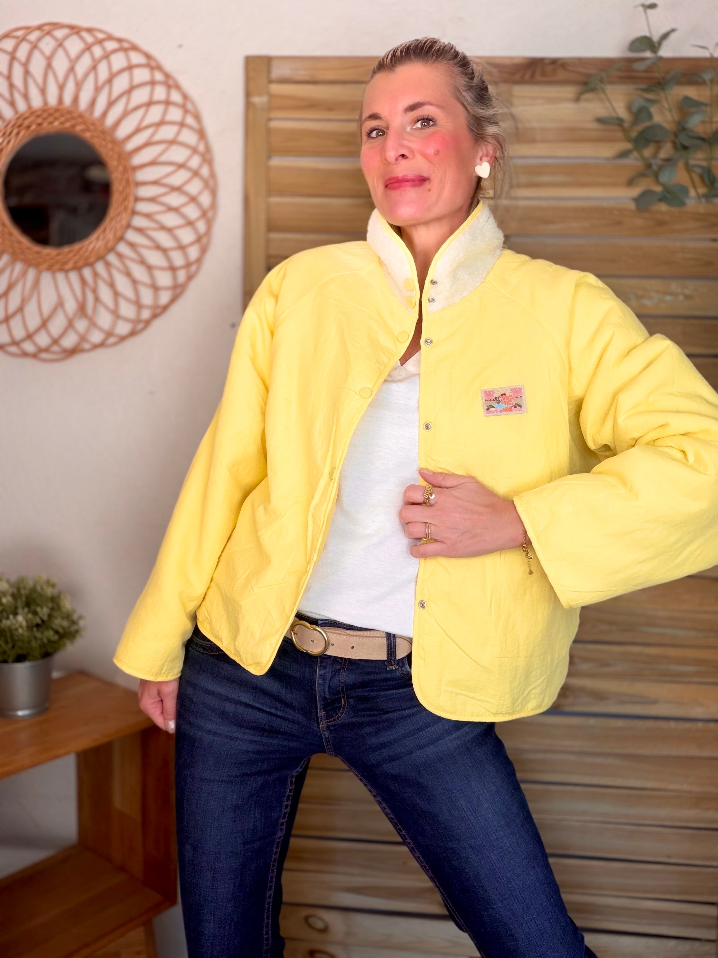 Veste matelassée réversible Sherpa AMÉLIE Jaune