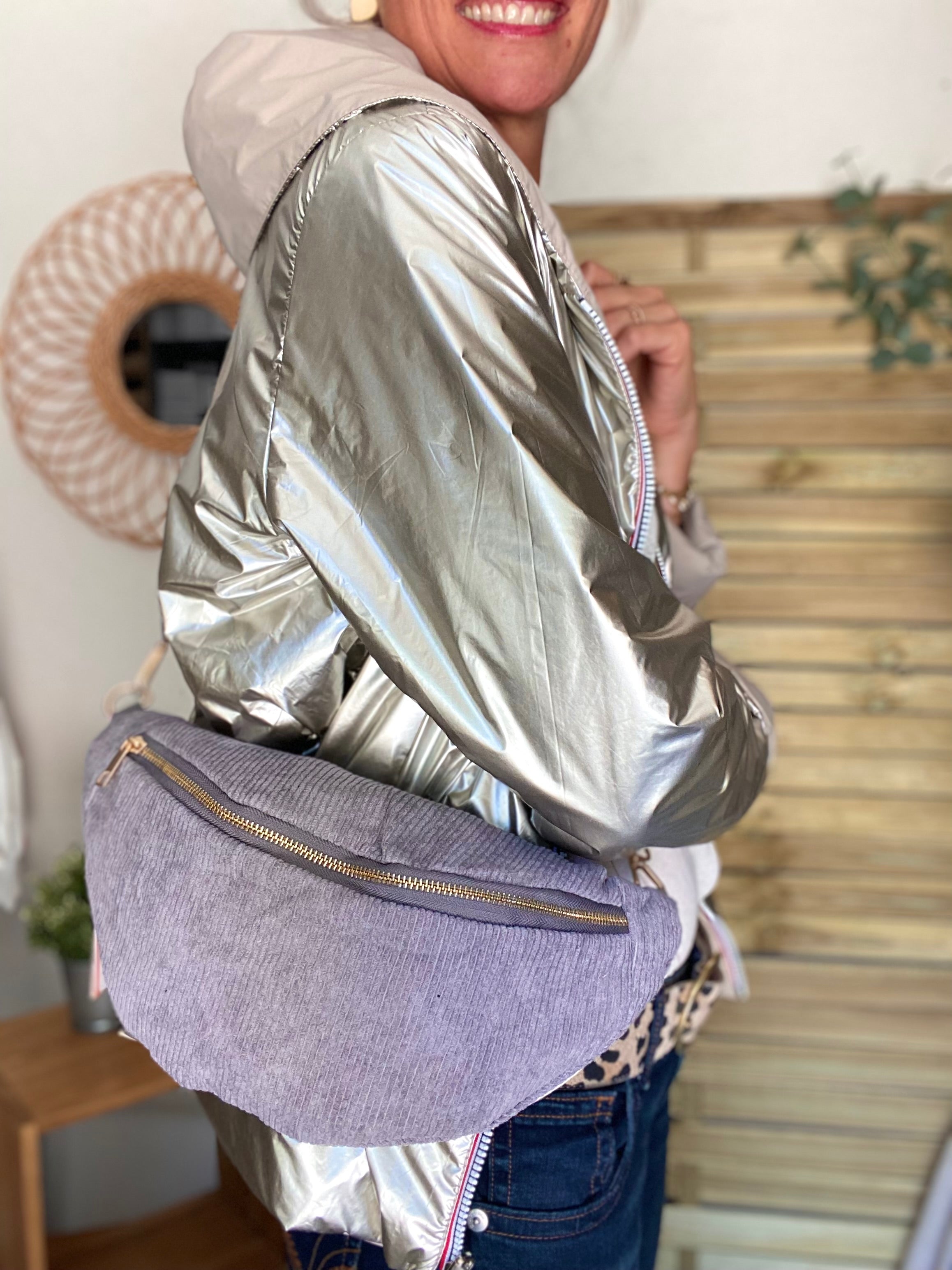 Sac banane XL velours côtelé Ciao Boum - IVY -  Gris (20 coloris)