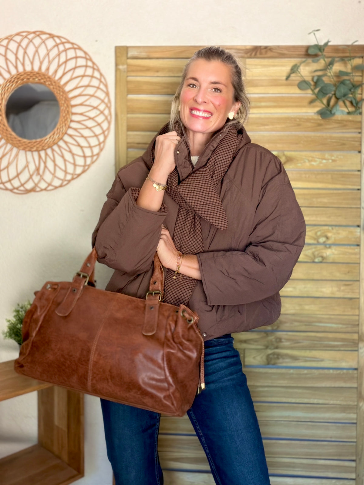 PRÉCOMMANDE (Expédition 22/10) • Veste matelassée capuche amovible réversible ODILE Chocolat