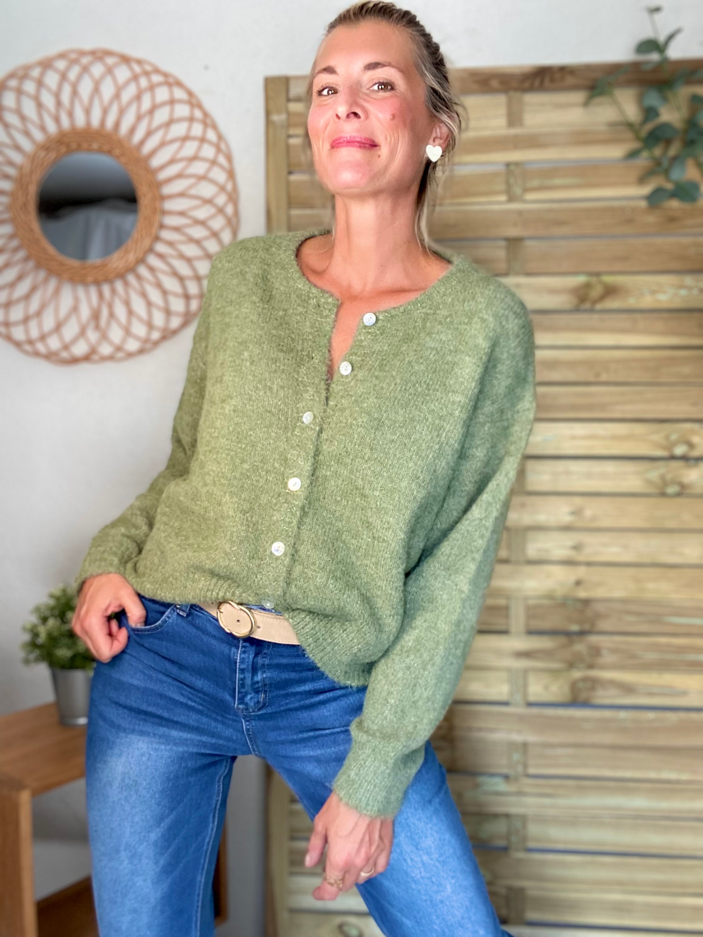 Gilet en maille MERYL - Olive