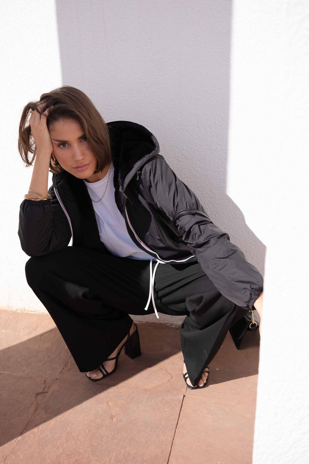 Parka Imperméable LOUISE COURT fourré - Noir - LAURA JO (DÉSTOCKAGE Taille L)