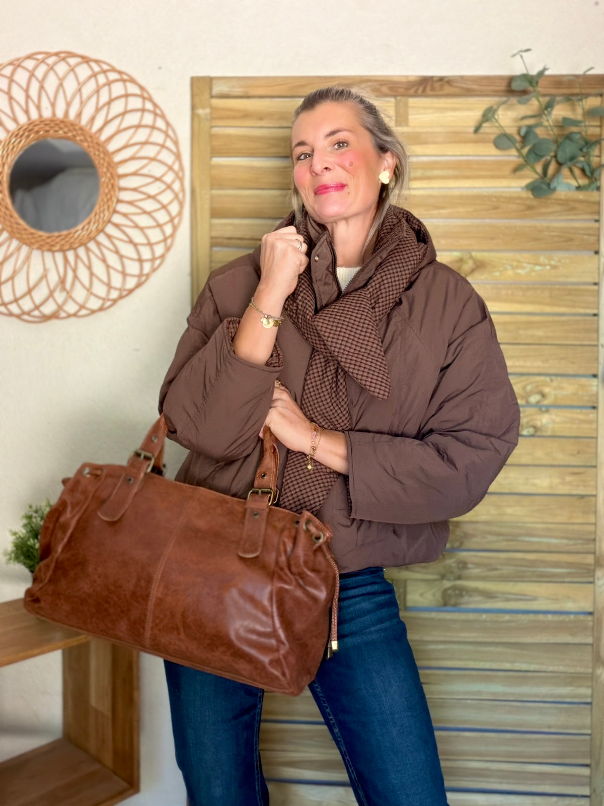 PRÉCOMMANDE (Expédition 22/10) • Veste matelassée capuche amovible réversible ODILE Chocolat