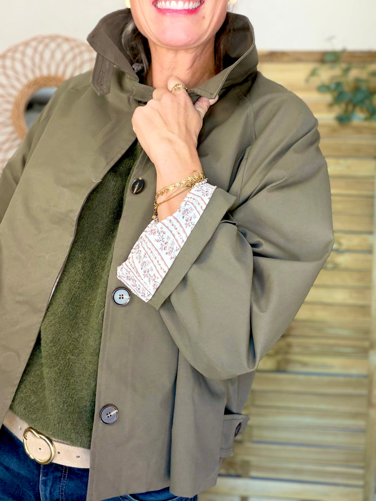 Veste Trench avec Liberty - MADELEINE Kaki