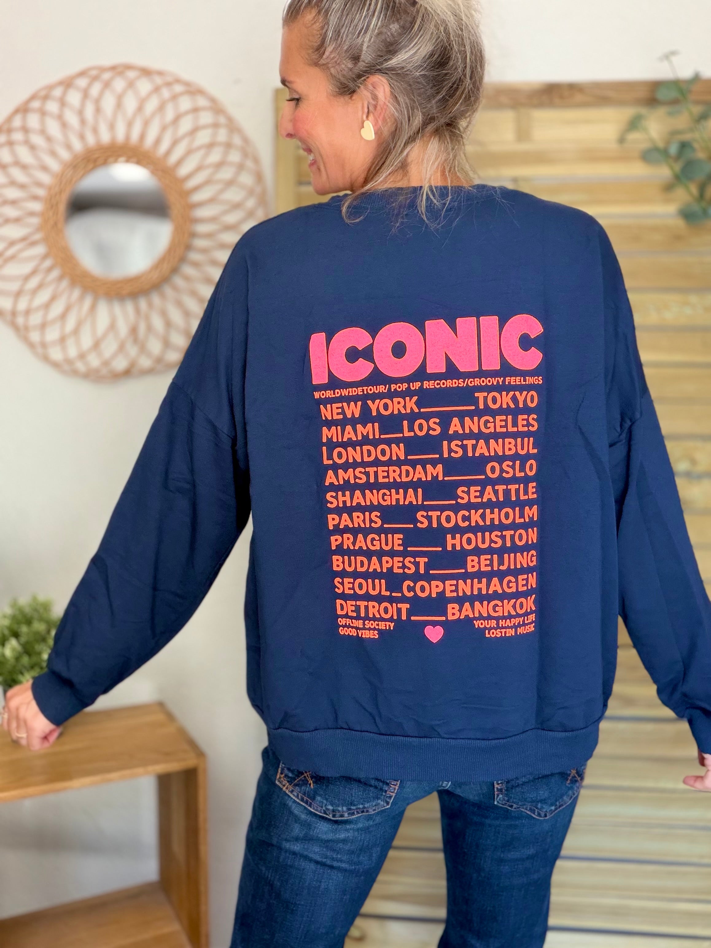 Sweat ICONIC léger 100% coton FAUSTINE Bleu marine (taille 36 à 46)