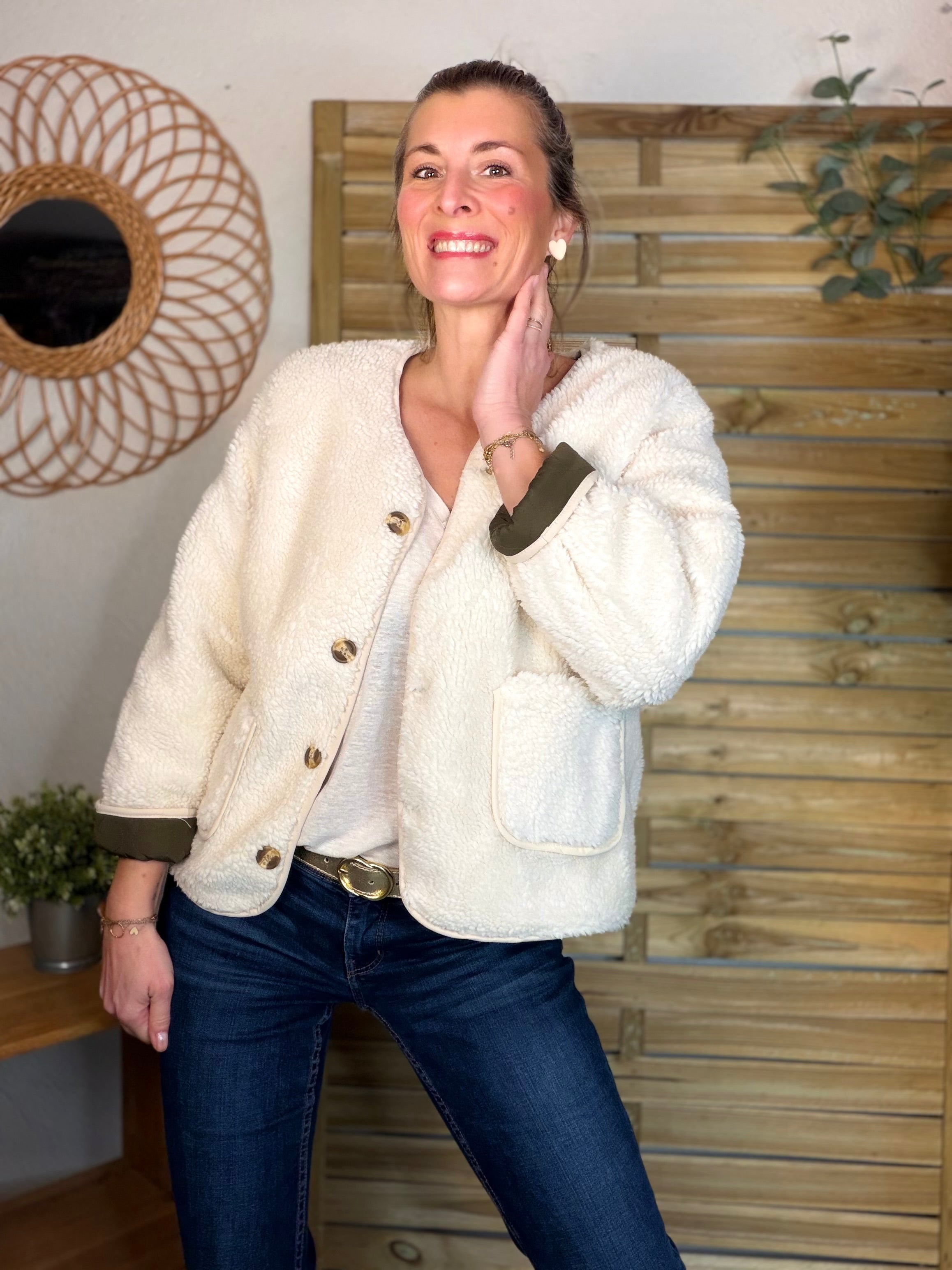 ⚡️ ARRIVAGE - Veste matelassée réversible Sherpa NOÉMIE Kaki