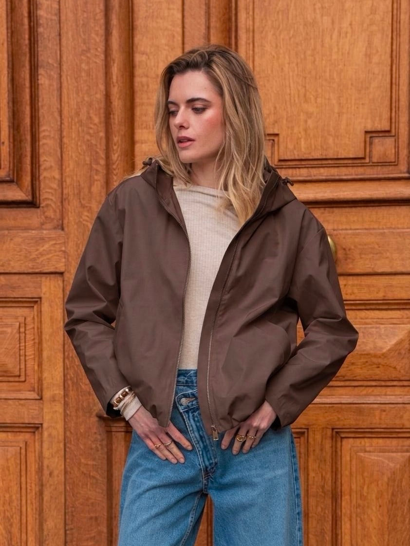 LAURA JO - Imperméable ÉLÉA court - Chocolat
