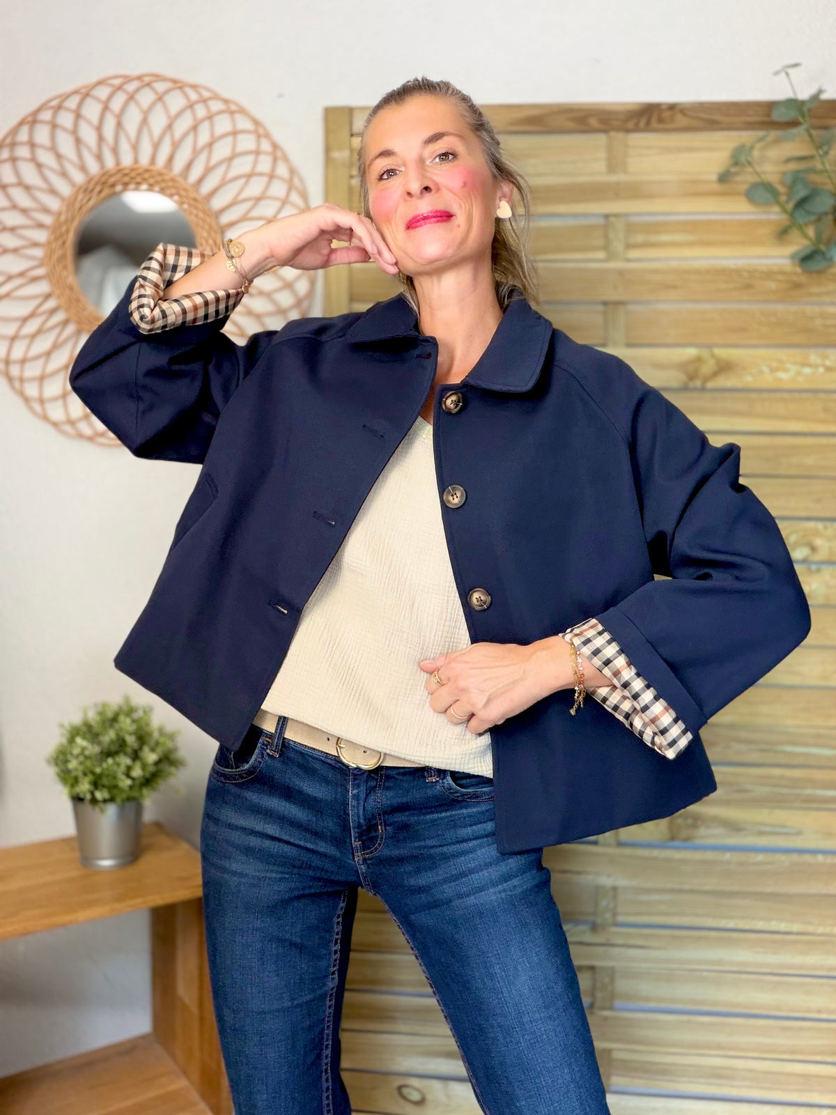 ⚡️ ARRIVAGE • Veste Trench, doublure à carreaux DANA Bleu marine