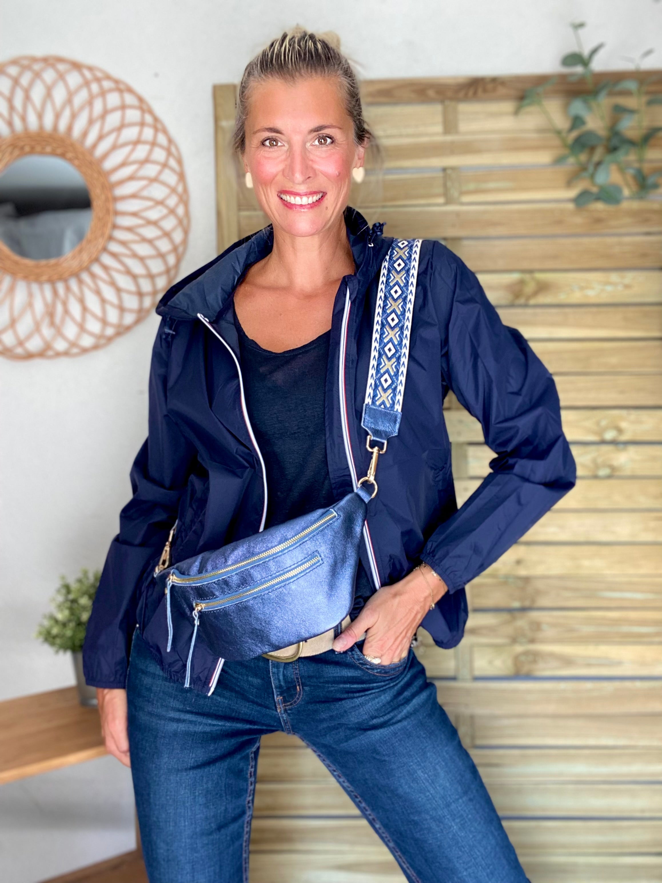 Coupe vent imperméable ANNA COURT Bleu marine - LAURA JO