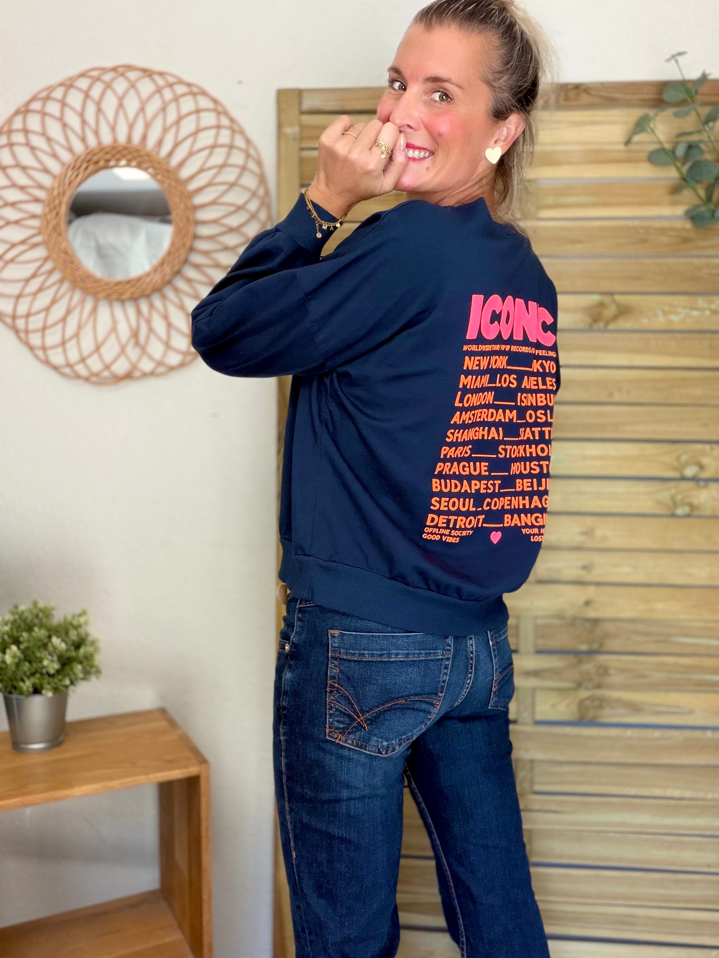 Sweat ICONIC léger 100% coton FAUSTINE Bleu marine (taille 36 à 46)