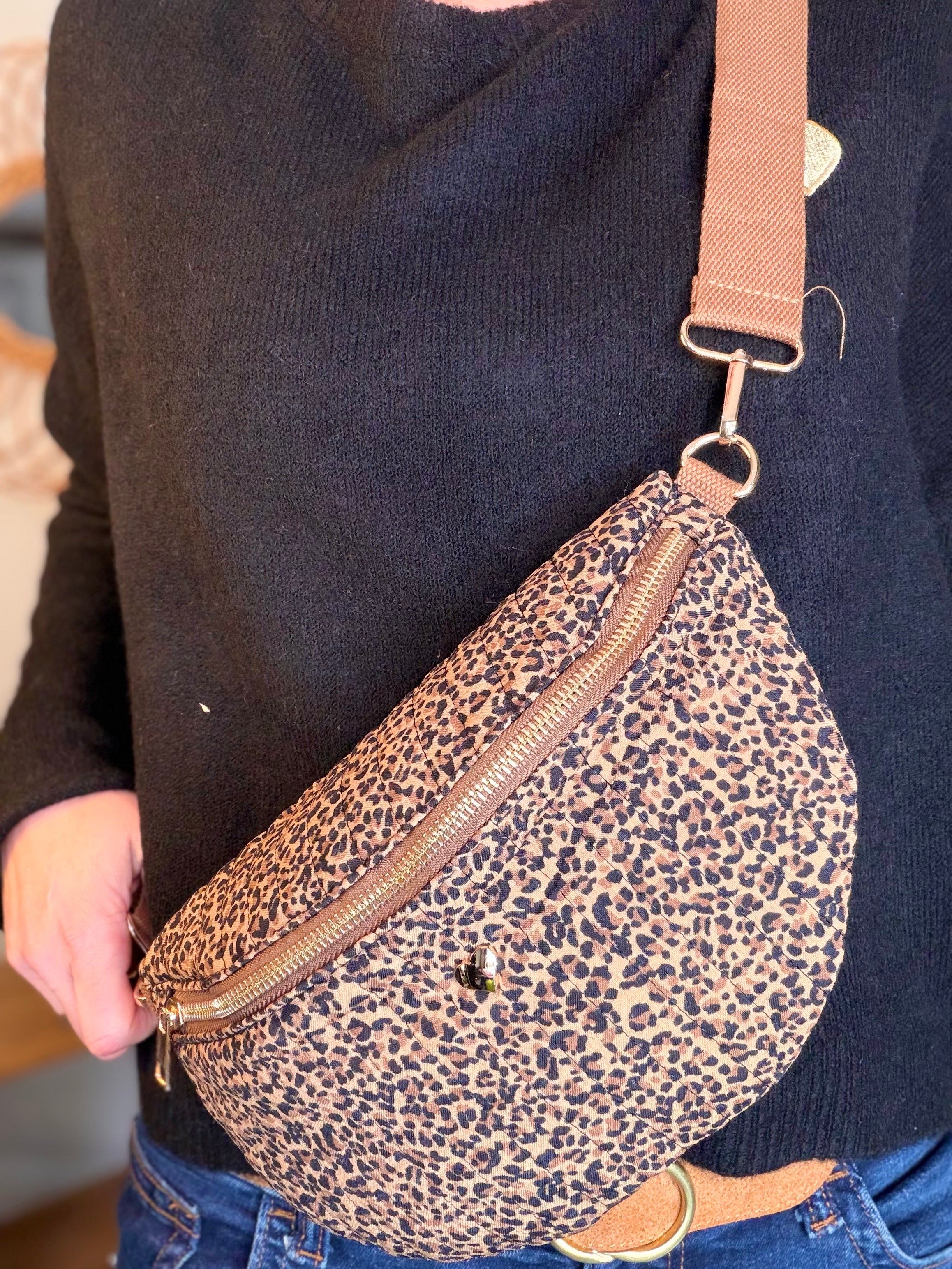 Sac banane L matelassé cœur doré 💛 JOSIE - Léo Camel 🐆