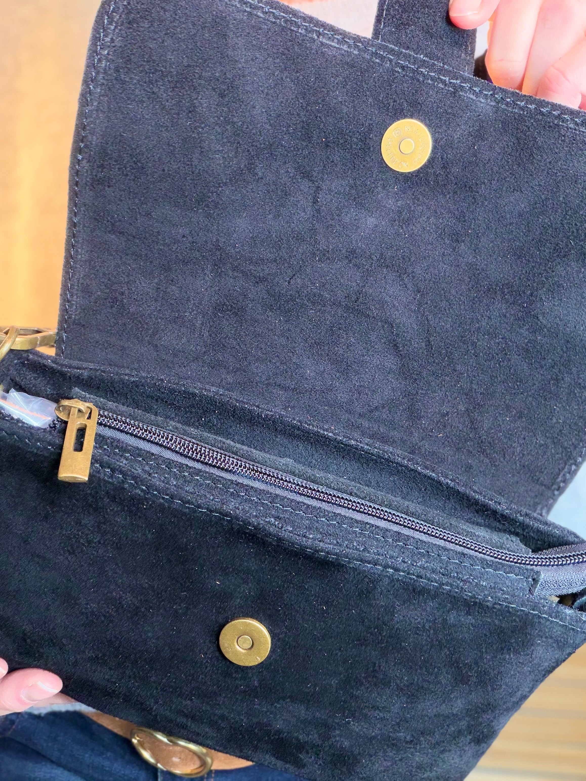 Sac bandoulière en croute de cuir BLAKE - Noir