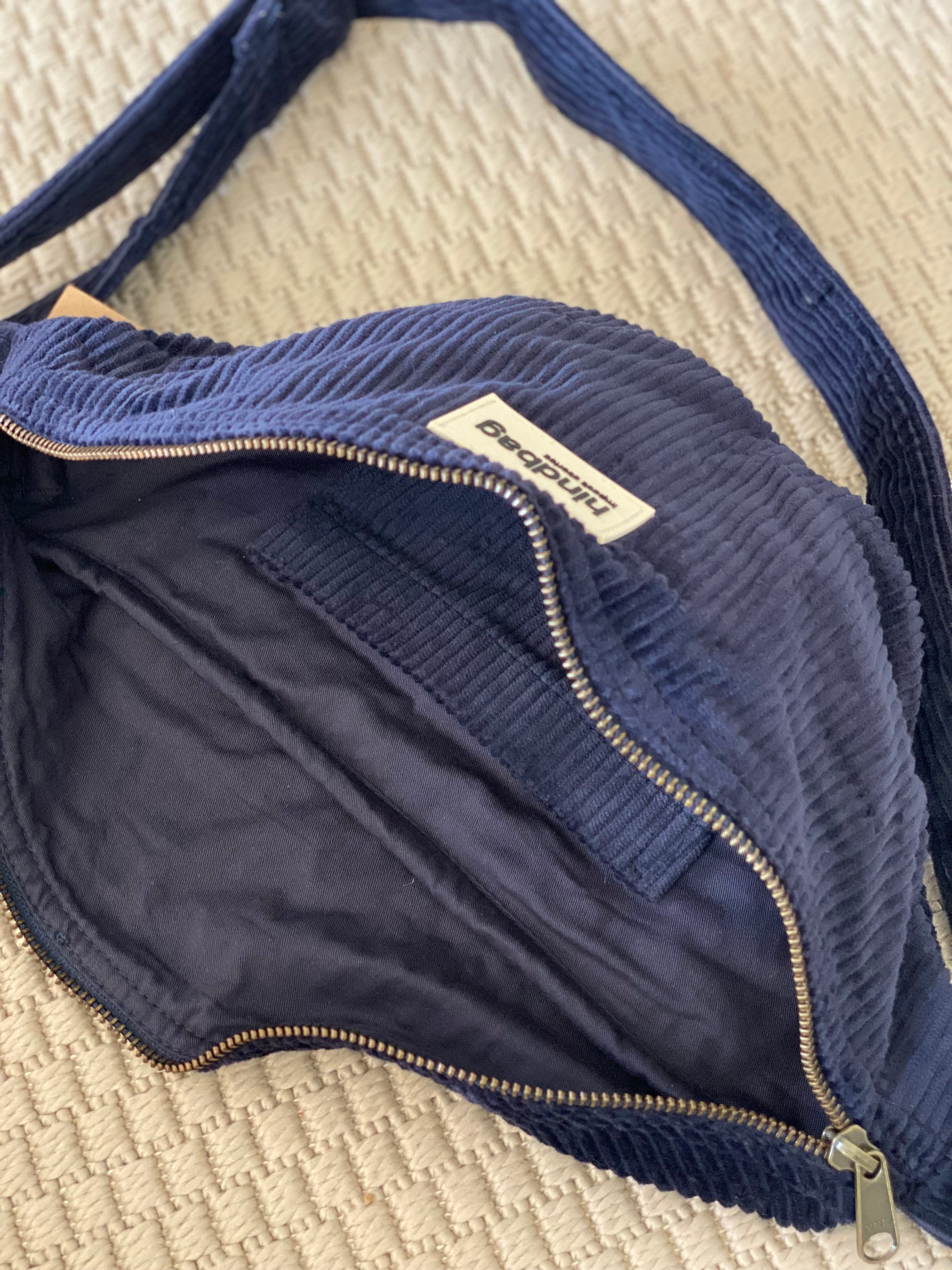 Sac banane XL HINDBAG Sasha Velours Marine