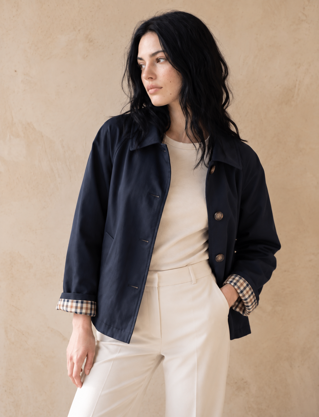 ⚡️ ARRIVAGE • Veste Trench, doublure à carreaux DANA Bleu marine