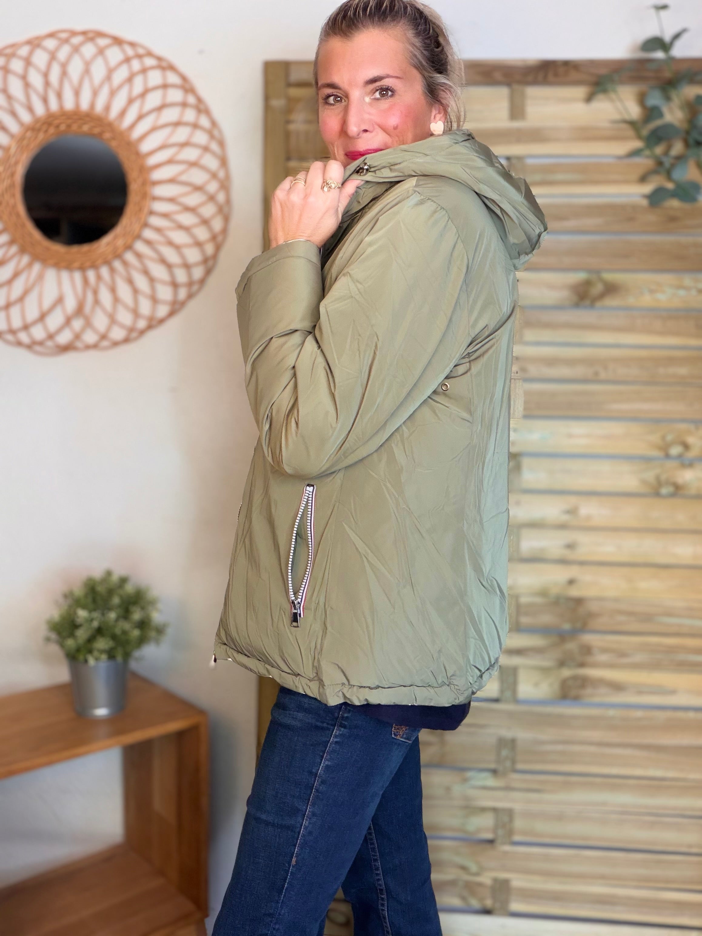 ⚡️PÉPITES FRIDAY - Doudoune imperméable réversible longue ANGÈLE COURT - Kaki clair - MELYA MELODY