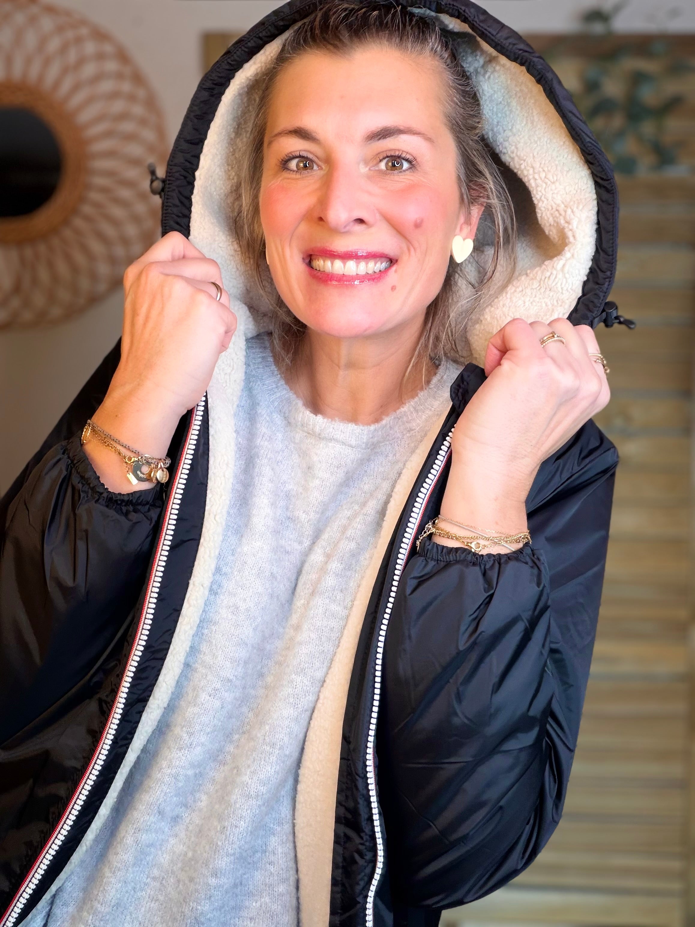 Parka Imperméable LOUISE COURT sherpa - Noir - LAURA JO