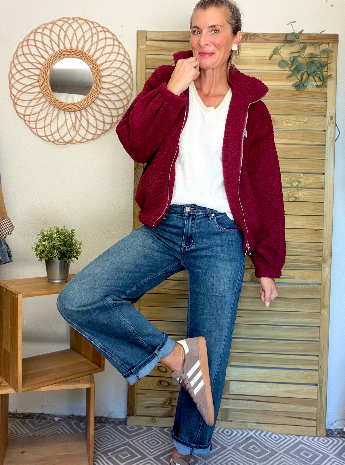 Pantalon Jean coupe barrel LÉON Bleu