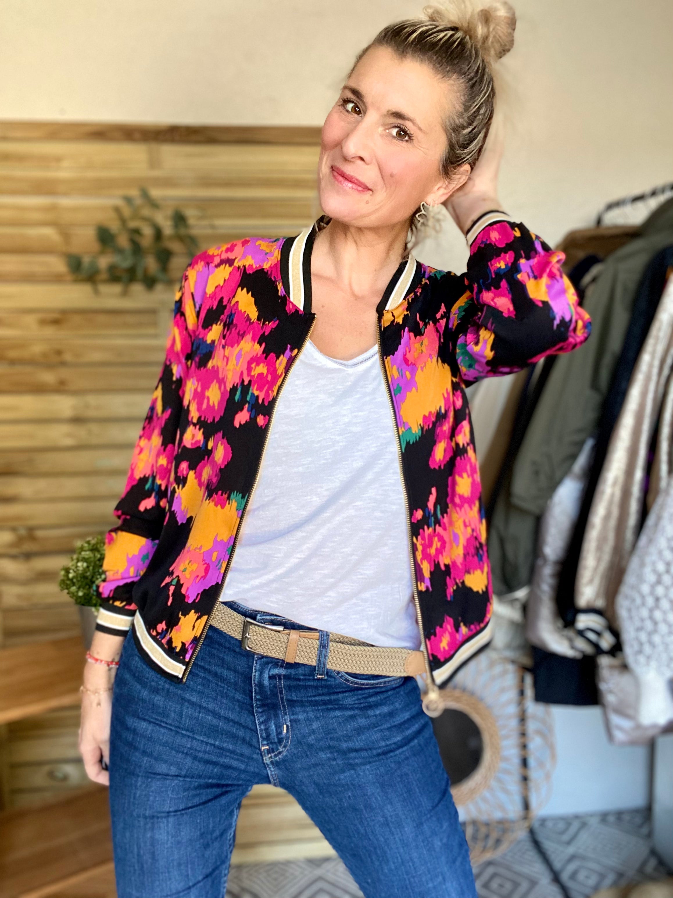 Veste bombers léger EMILY - Fleuri multico - taille unique