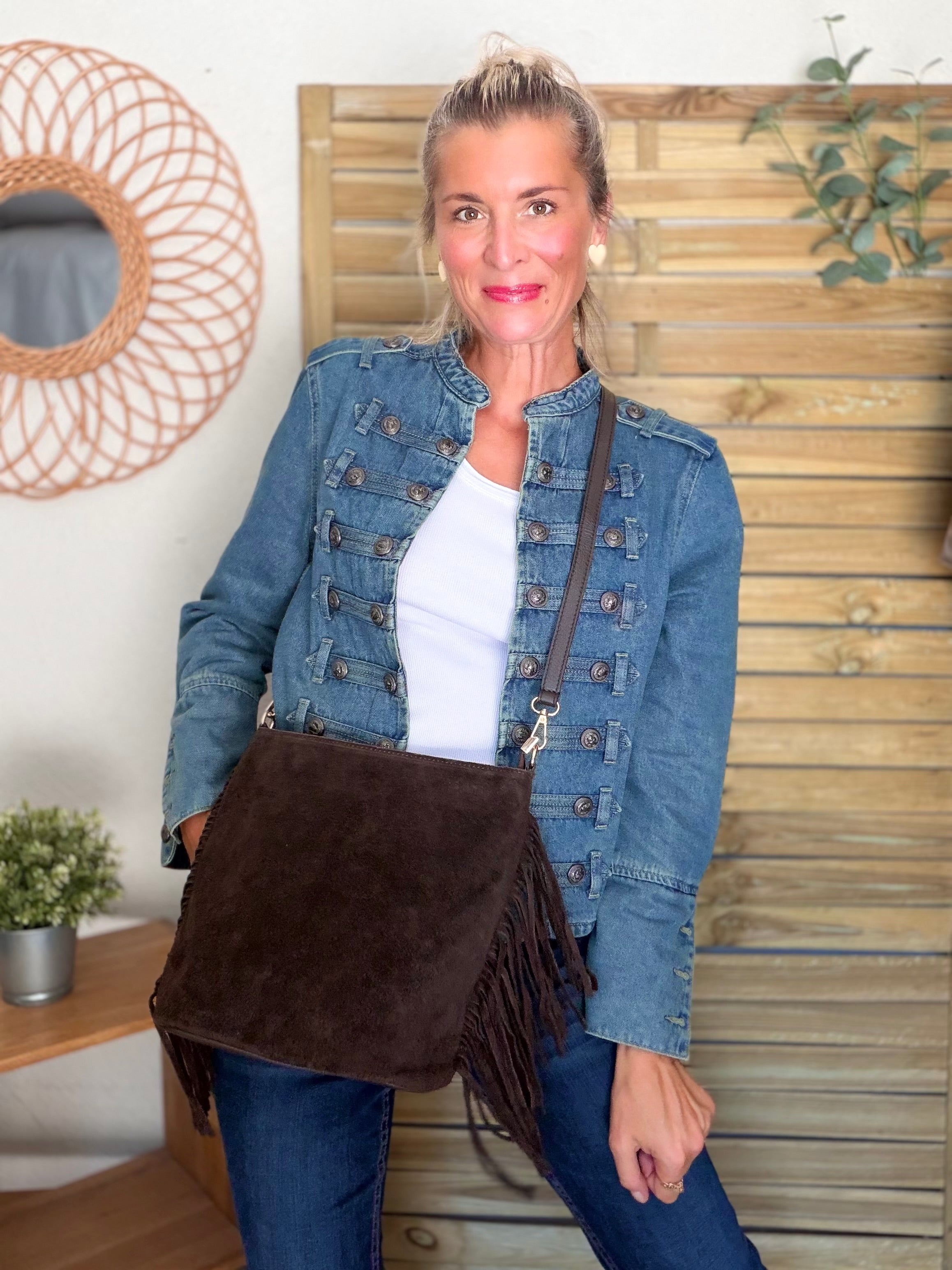 Veste courte en jean NAPOLÉON - Bleu Jean