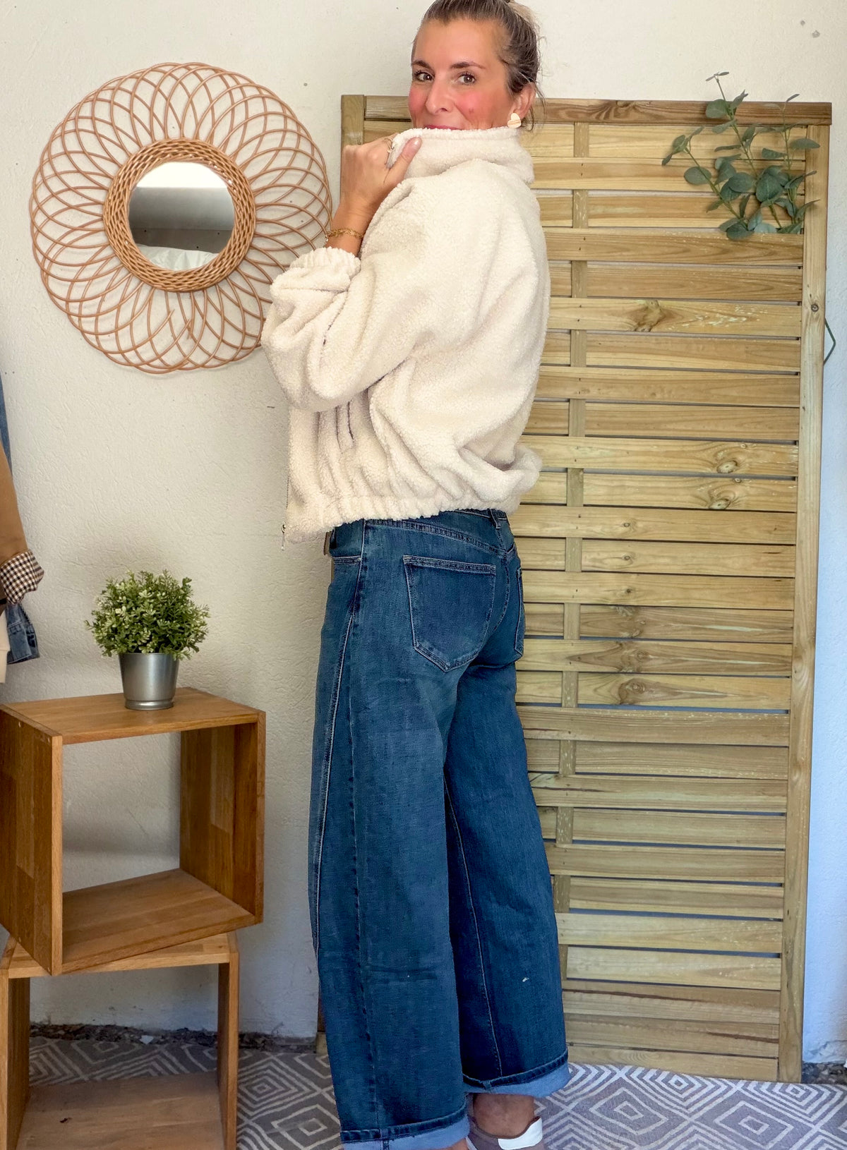 Pantalon Jean coupe barrel LÉON Bleu